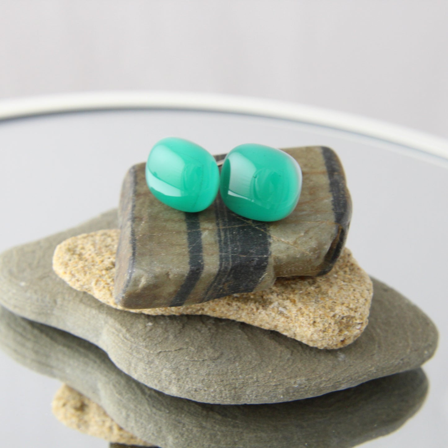 'Jade Empress' Fused Glass Studs