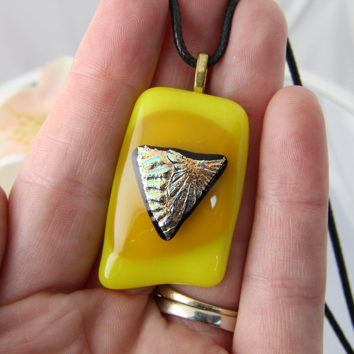 Yellow Magic Fused Glass Pendant
