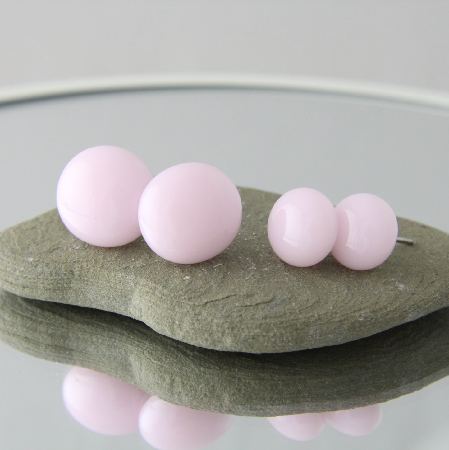 'Pastel Pink' Fused Glass Studs Earrings