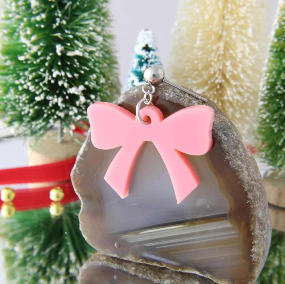 'Christmas Bow' Acrylic Earrings - pick a colour!