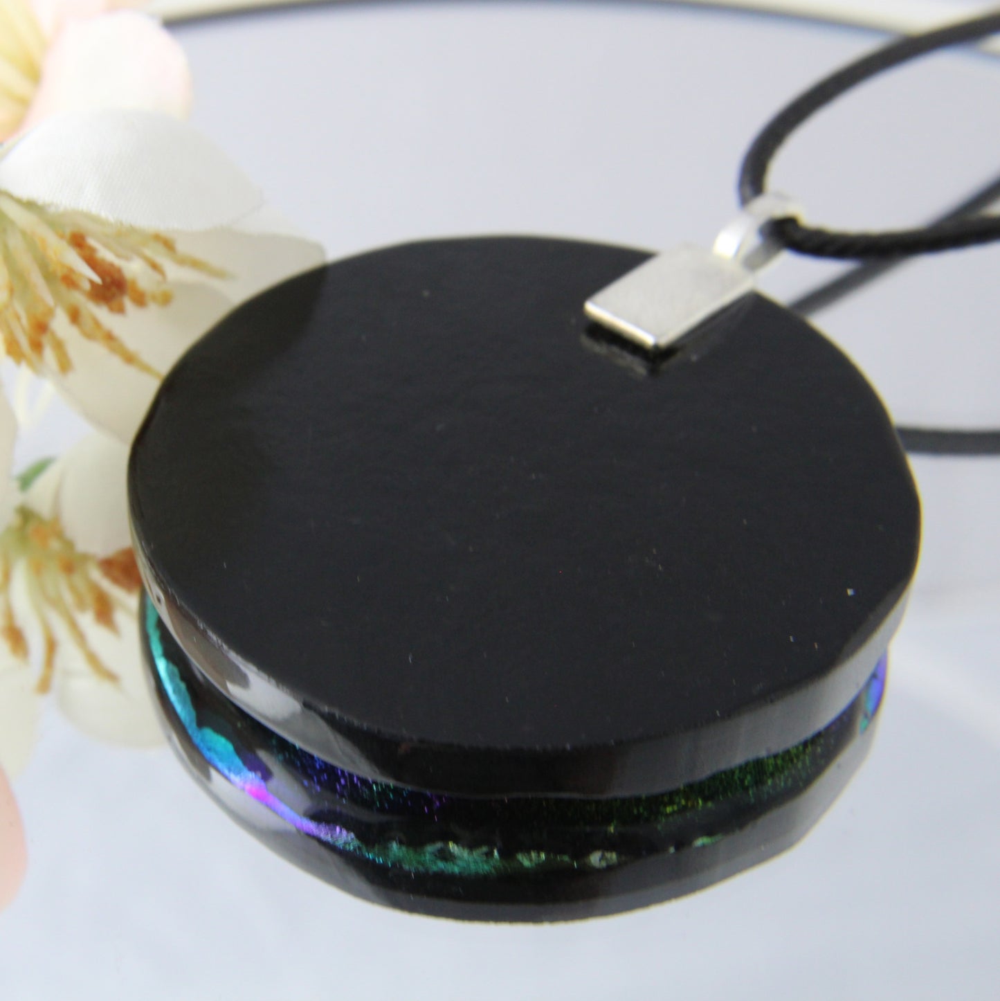 A Rainbow Riot Fused Glass Pendant
