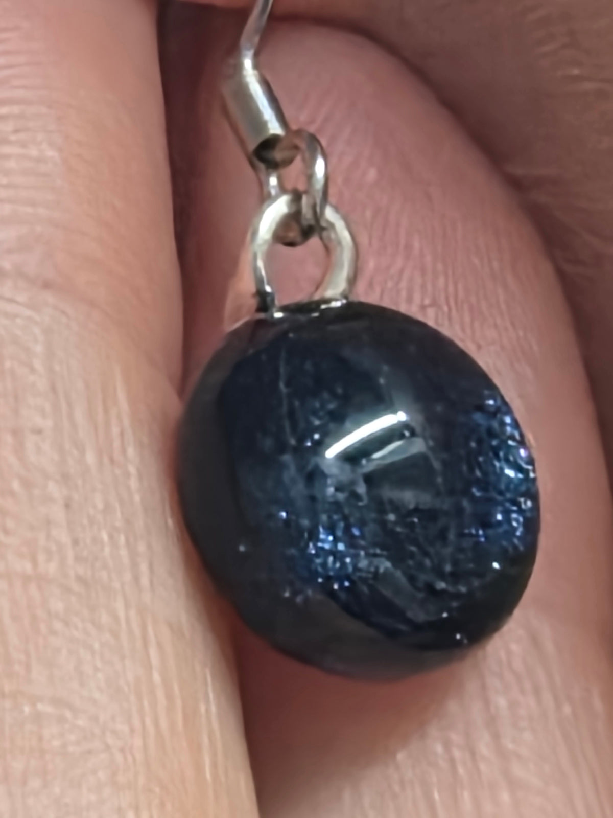 Midnight Blue Fused Glass Earrings Drops