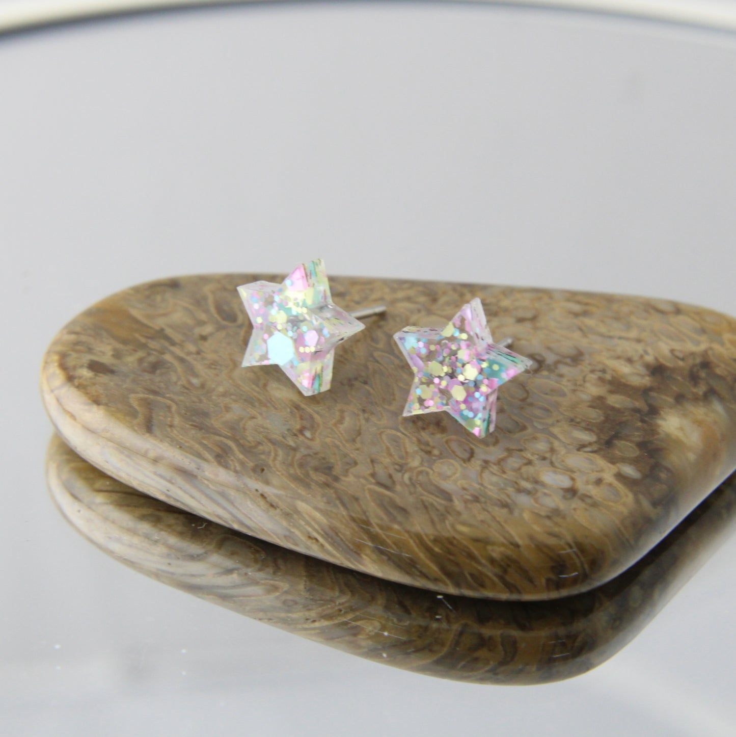 'Mardi Gras' Star Studs Acrylic Earrings