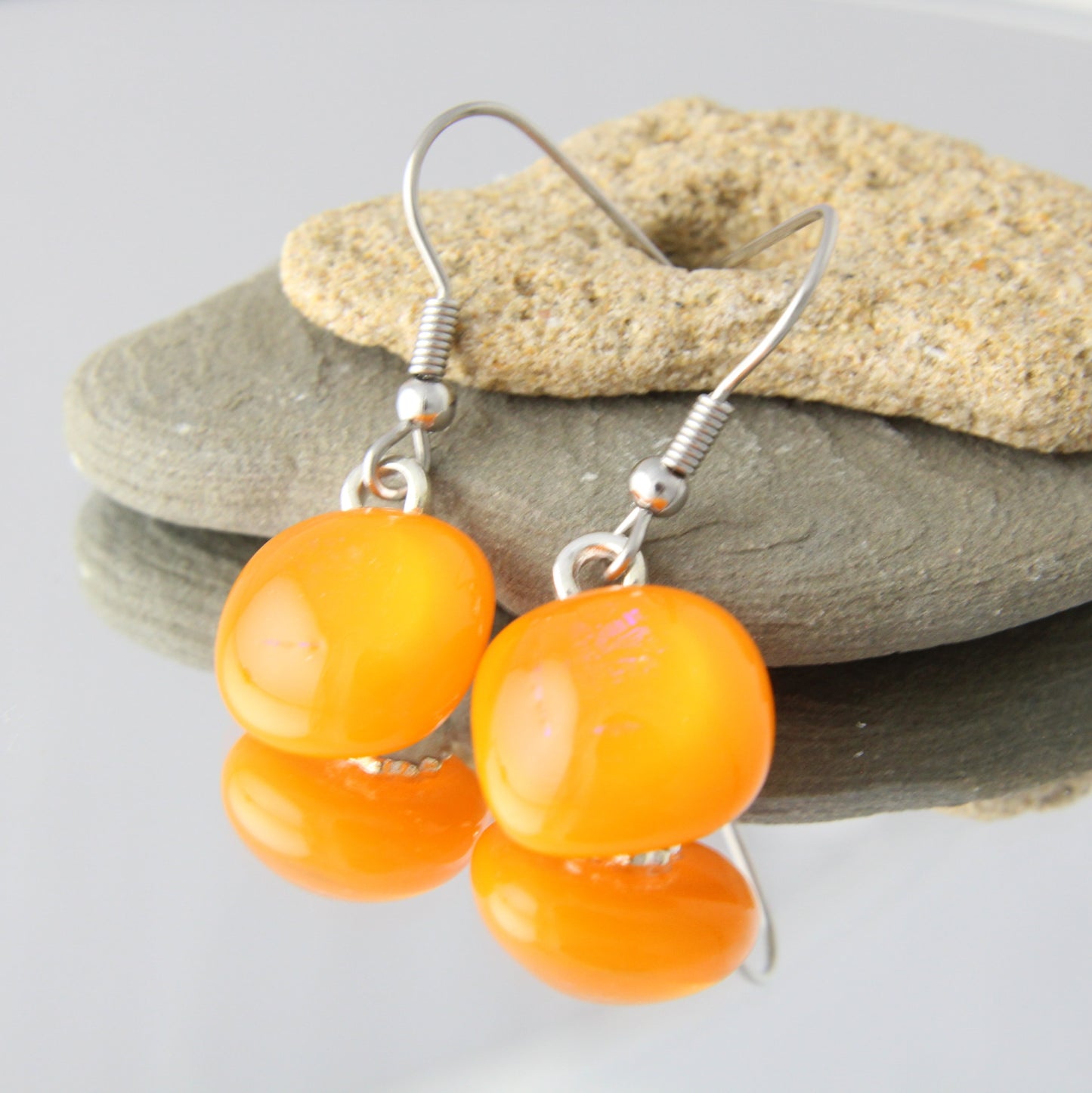 'A Touch of Sparkle' Fused Glass Earrings Dangles