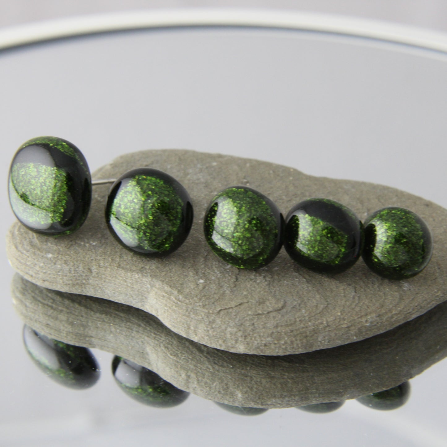 'Adventurine Green' Fused Glass Studs