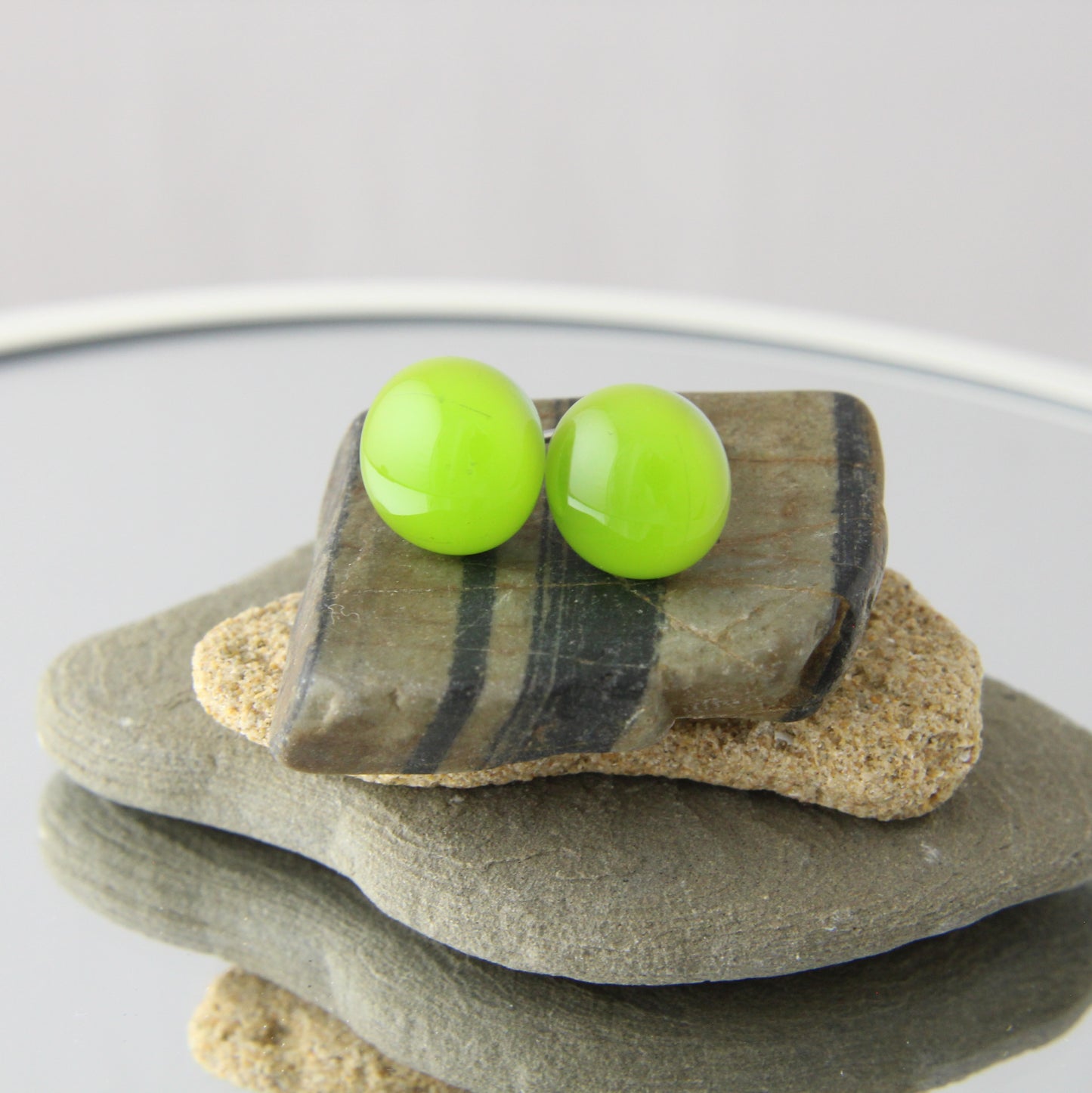 'Kelly Green' Fused Glass Studs