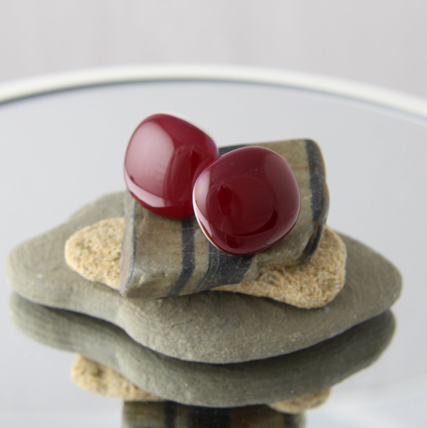 'Big Red' Fused Glass Studs