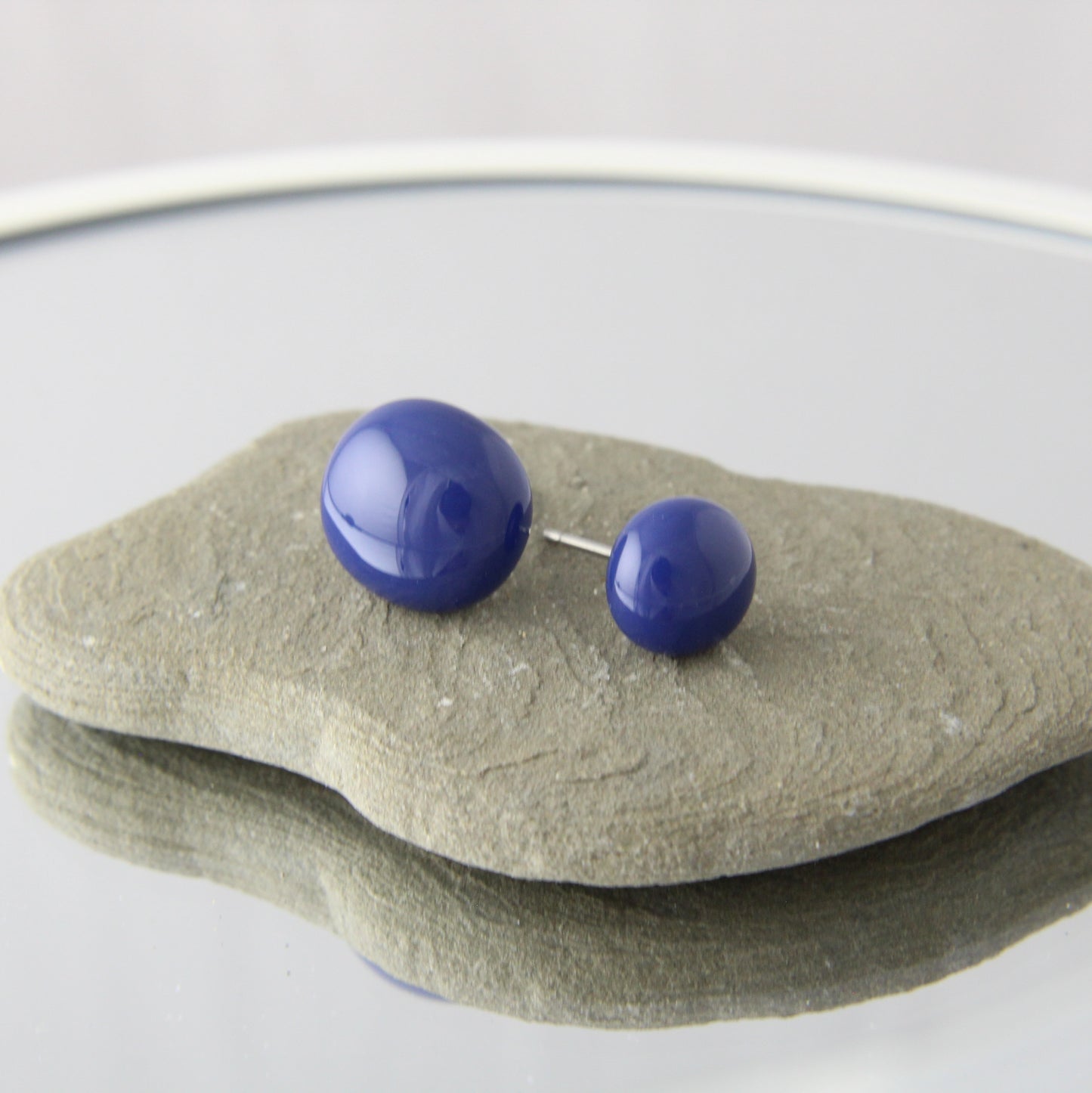 'Navy Blue' Fused Glass Studs