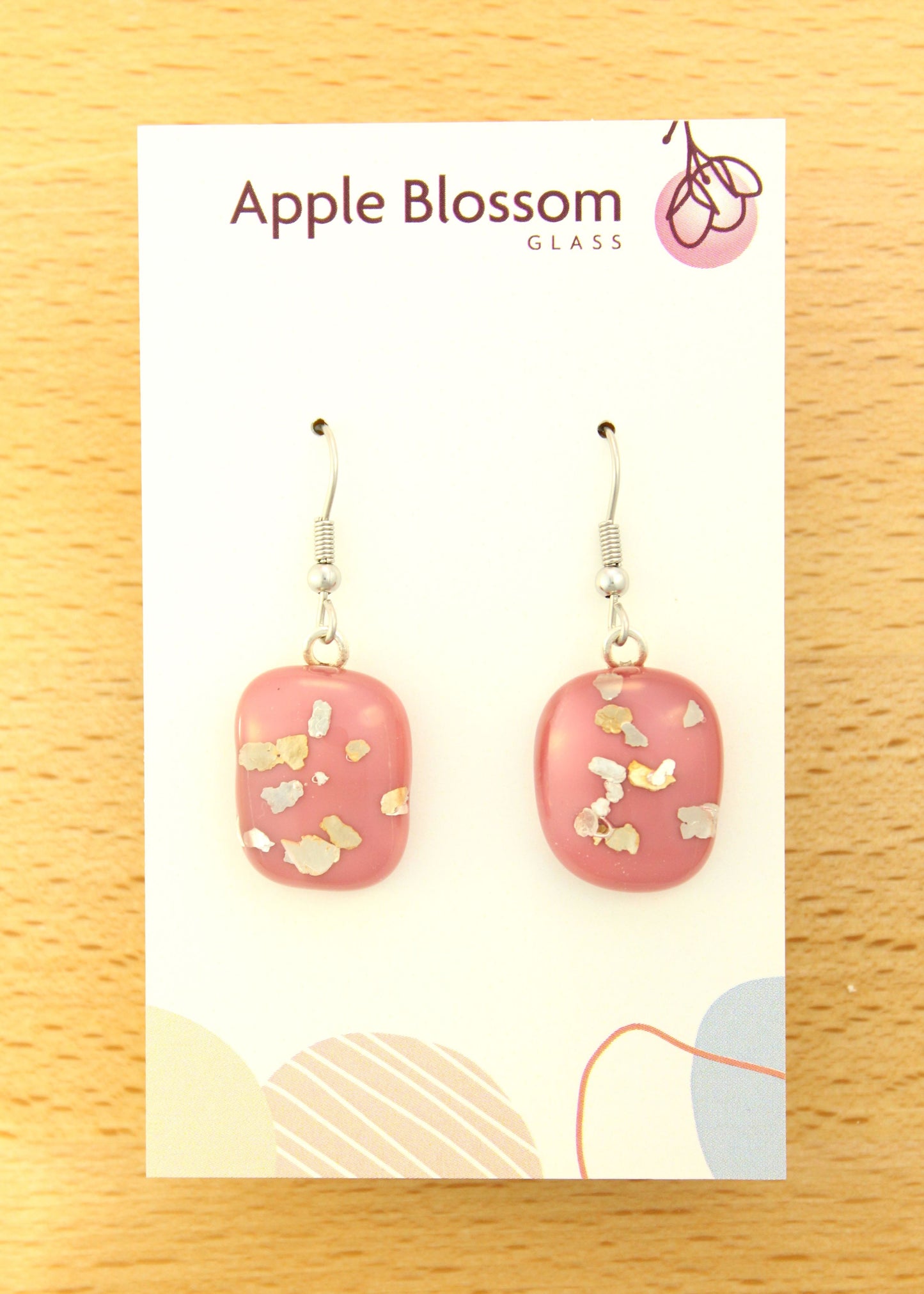'Rose Mica' Fused Glass Earrings Dangles