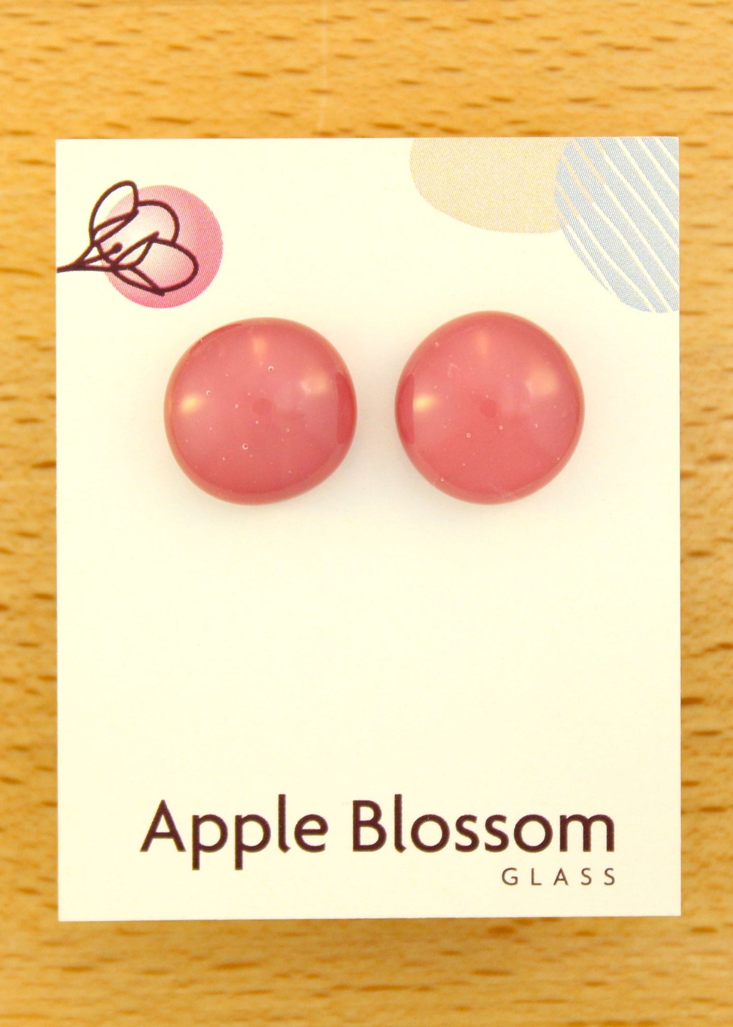 'Rouge Pink' Fused Glass Studs Earrings