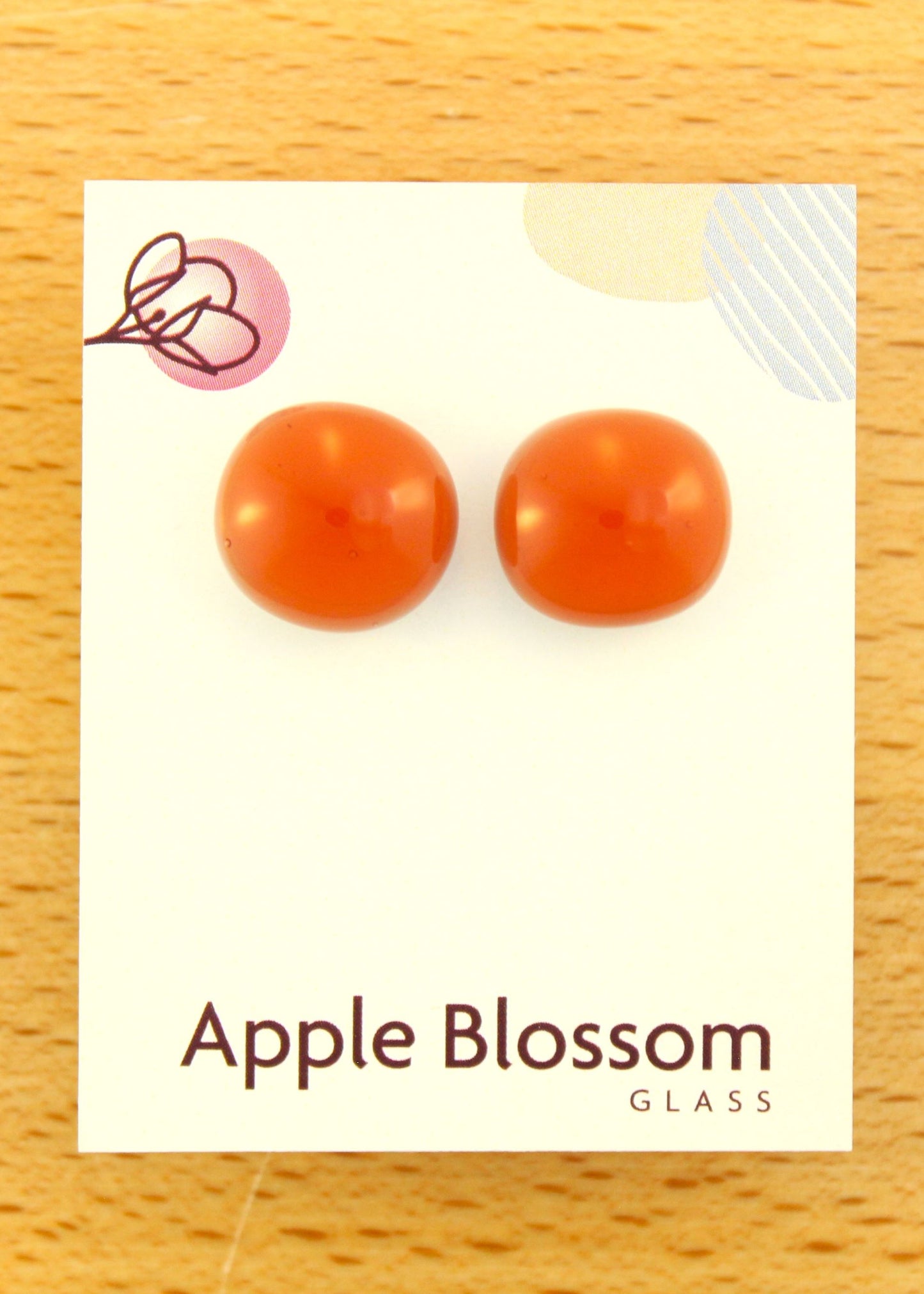 'Salmon' Pink Fused Glass Studs Earrings