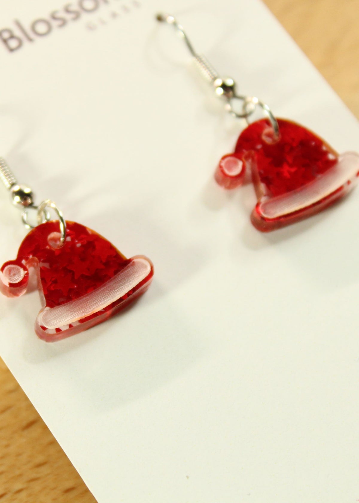 'Santa's Hat' Red Acrylic Earrings