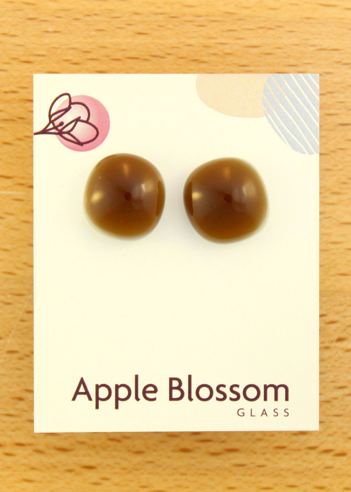 'Sepia Brown' Fused Glass Earrings Studs