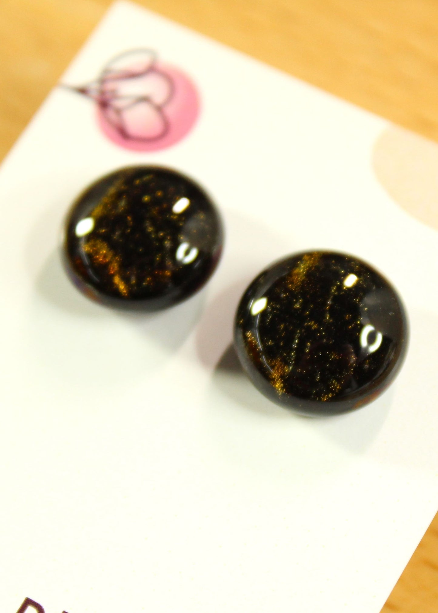 'Shimmering Brown' Fused Glass Earrings Studs