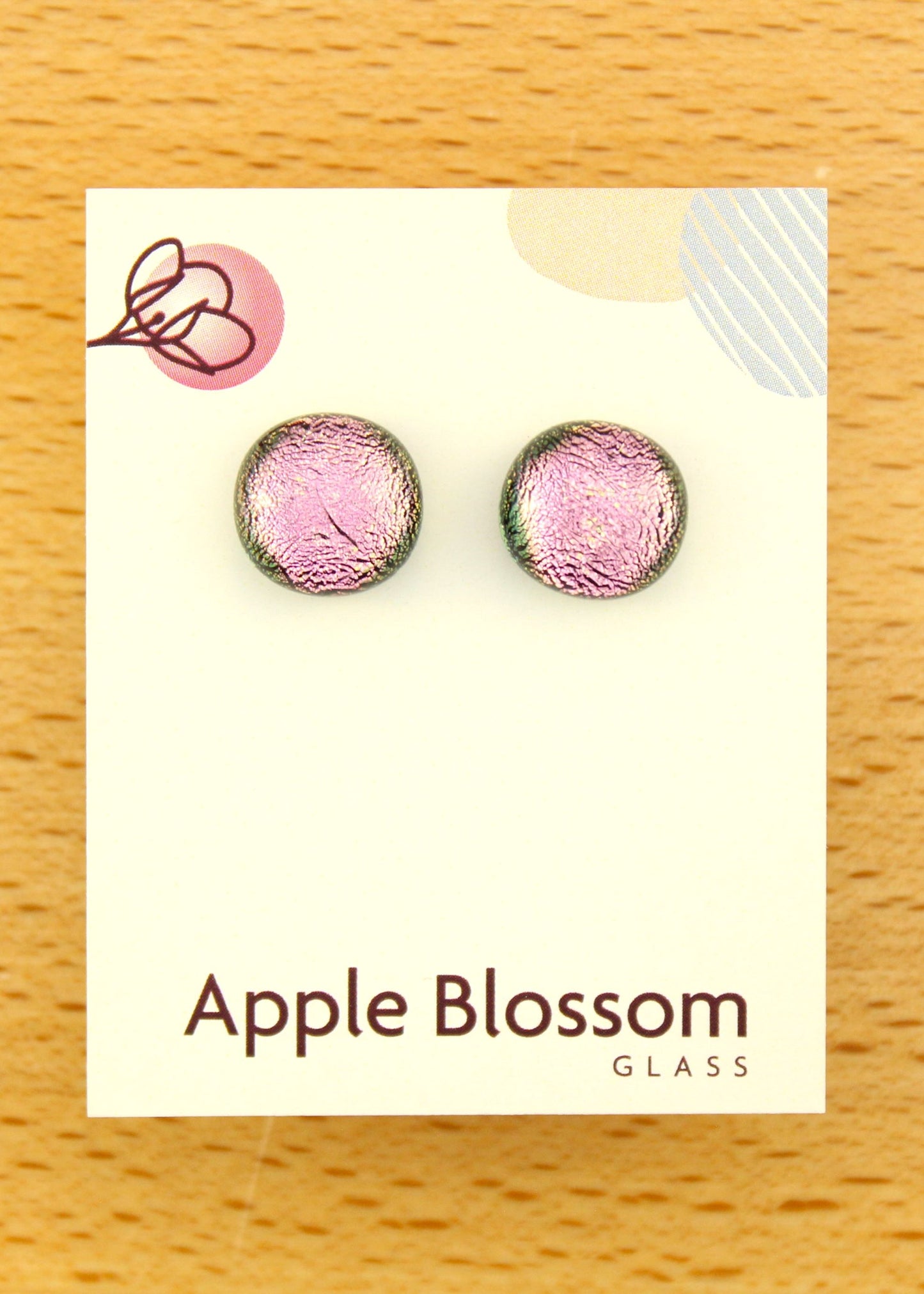 'Shimmering Pink' Fused Glass Studs Earrings
