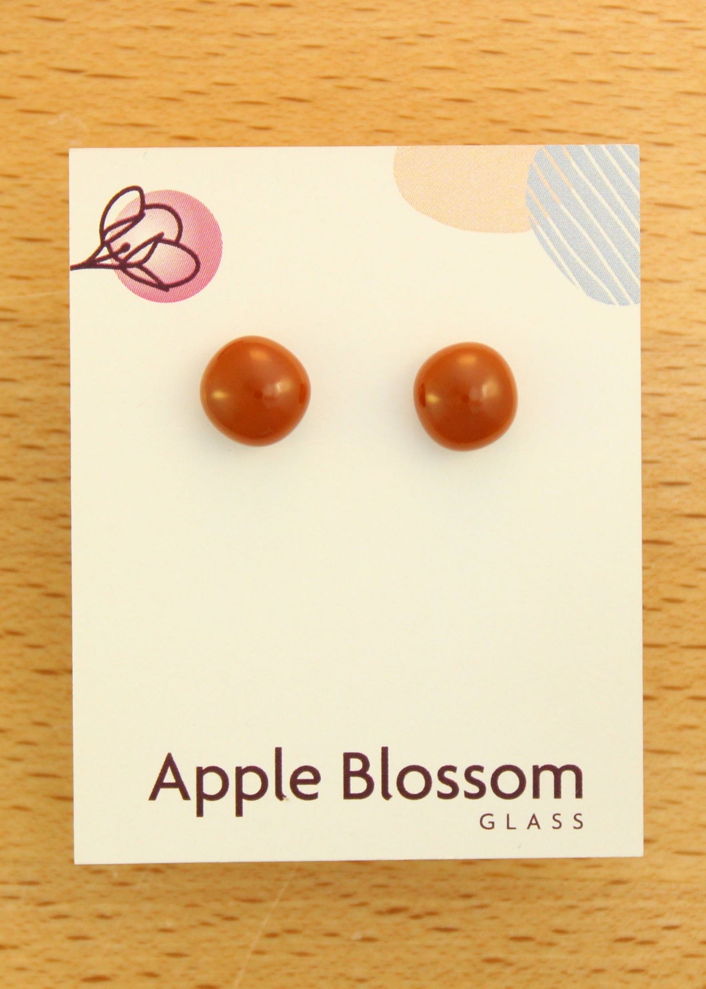 'Sienna Brown' Fused Glass Mini Studs Earrings