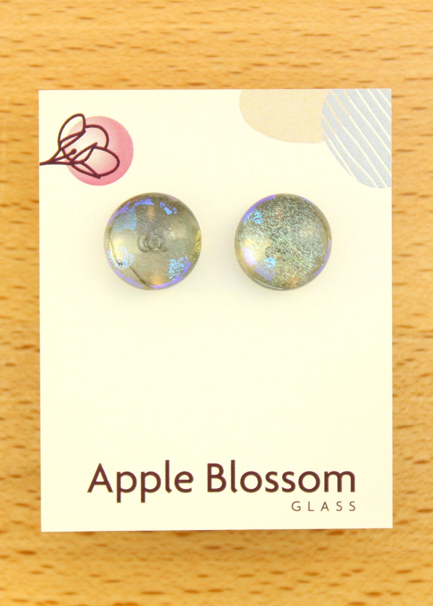 'Silver Bubbles' Fused Glass Earrings Studs