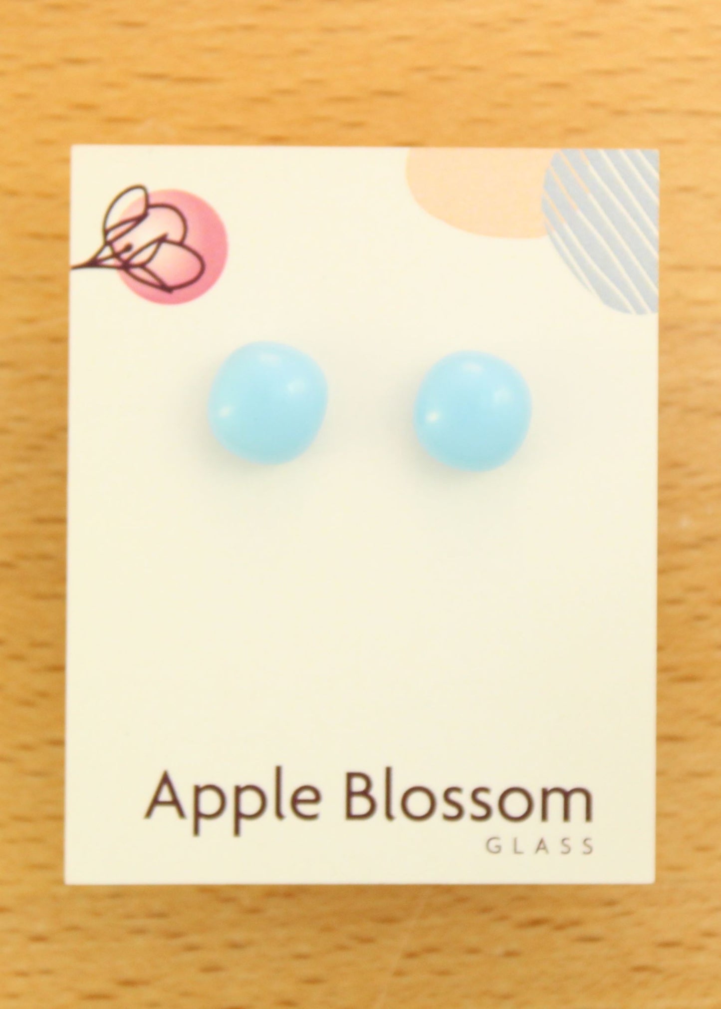 'Sky Blue' Fused Glass Mini Studs Earrings
