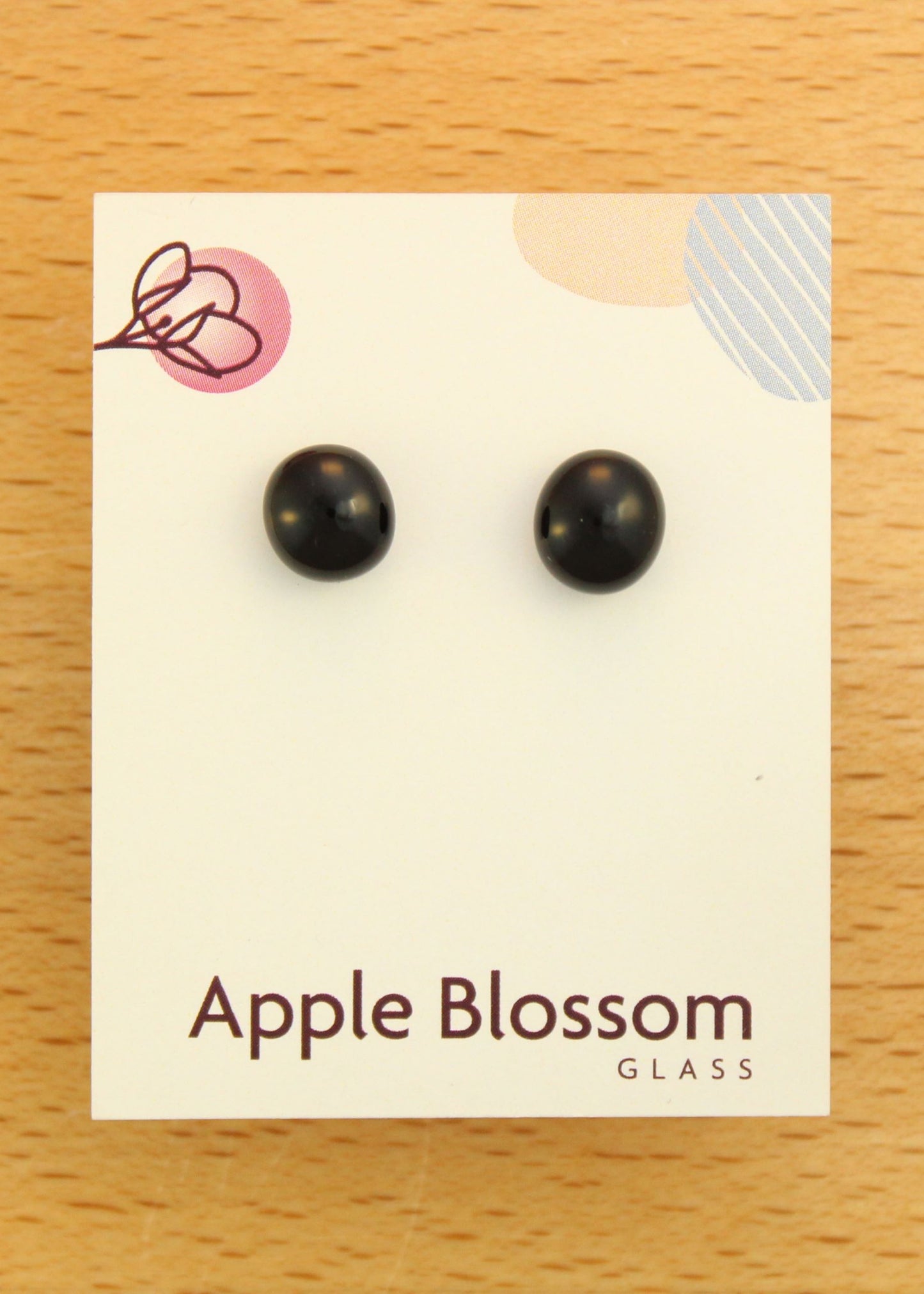 'Small Black' Fused Glass Mini Studs Earrings