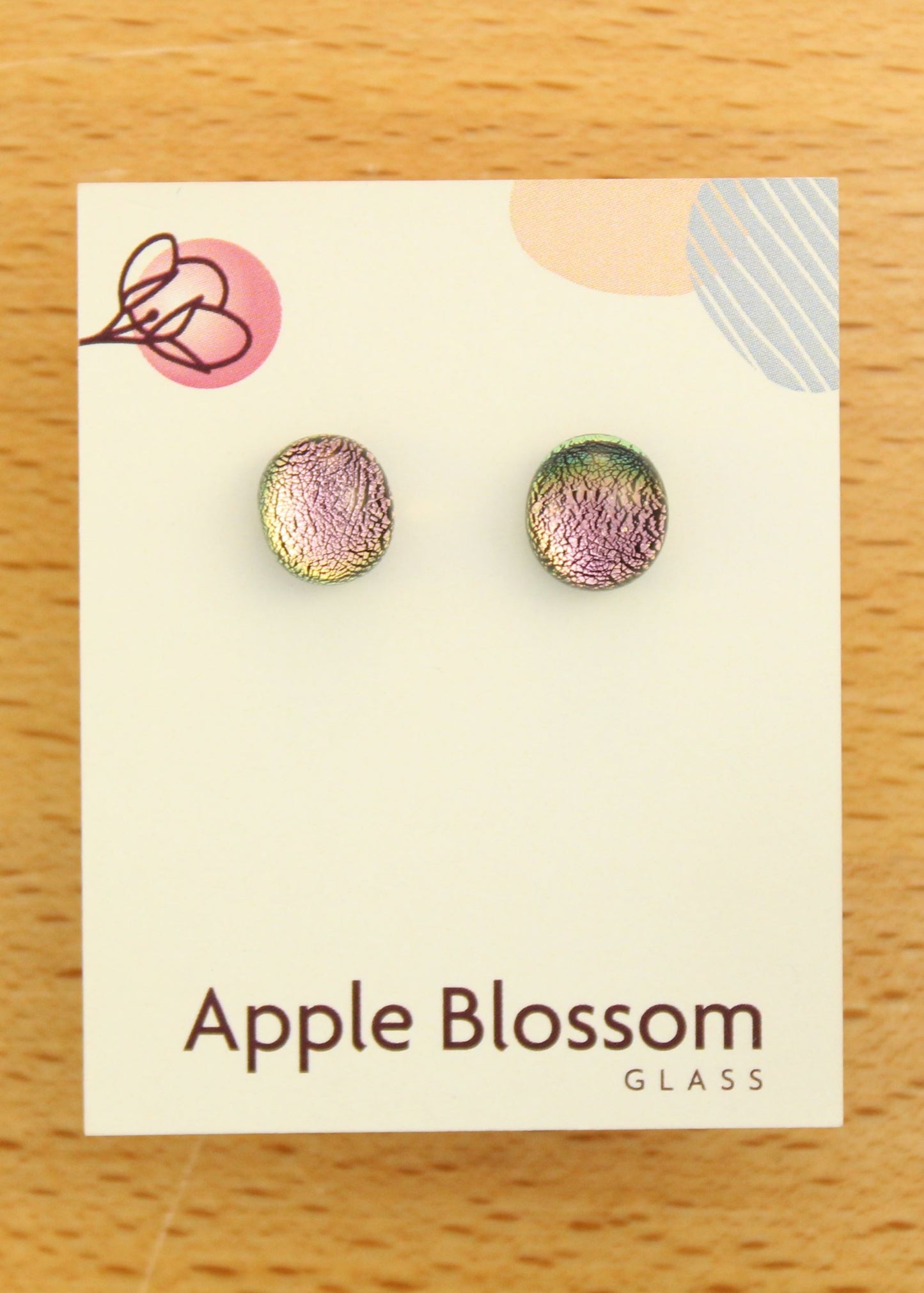 'Smooth Pink' Fused Glass Mini Studs Earrings