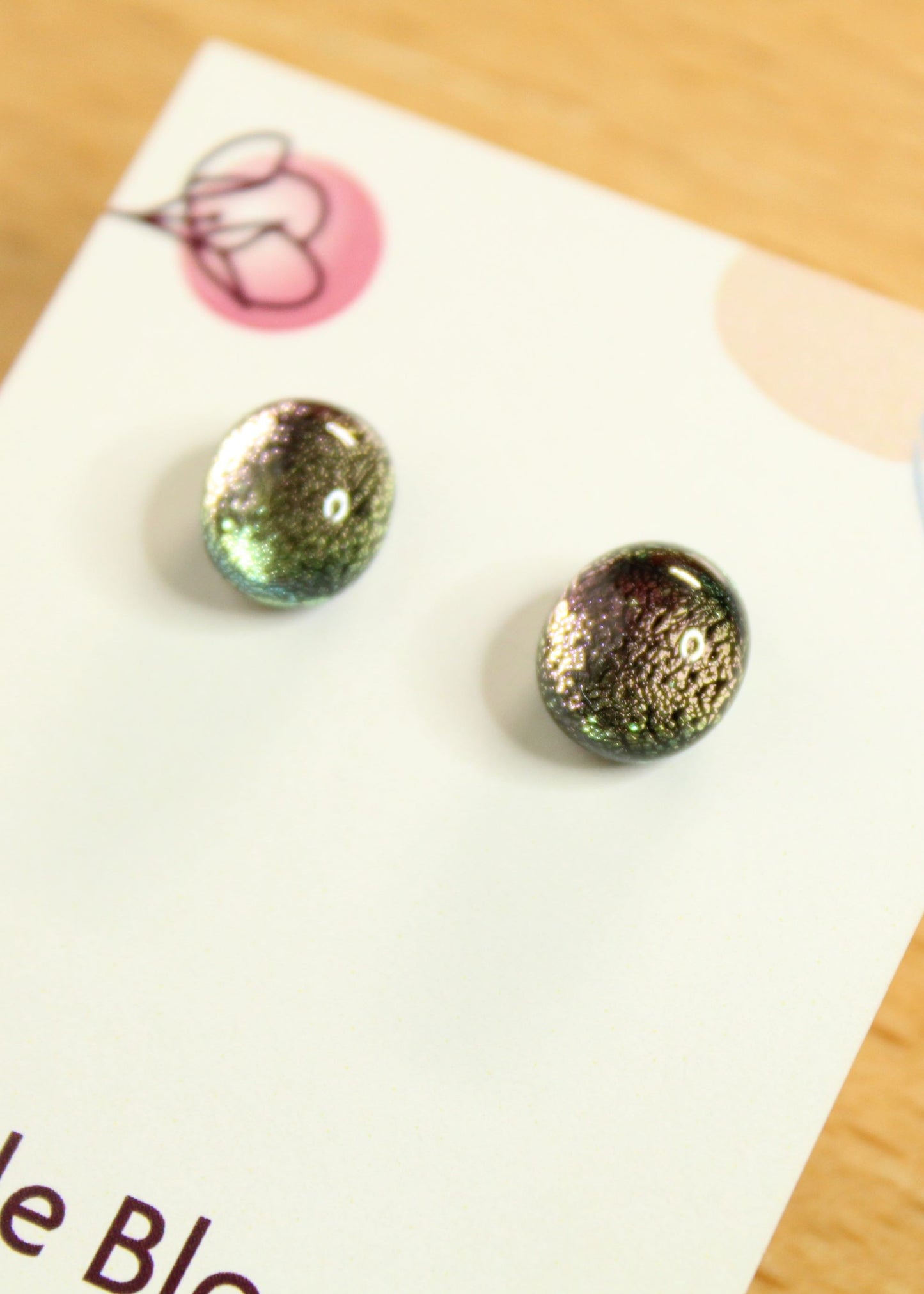 'Smooth Pink' Fused Glass Mini Studs Earrings