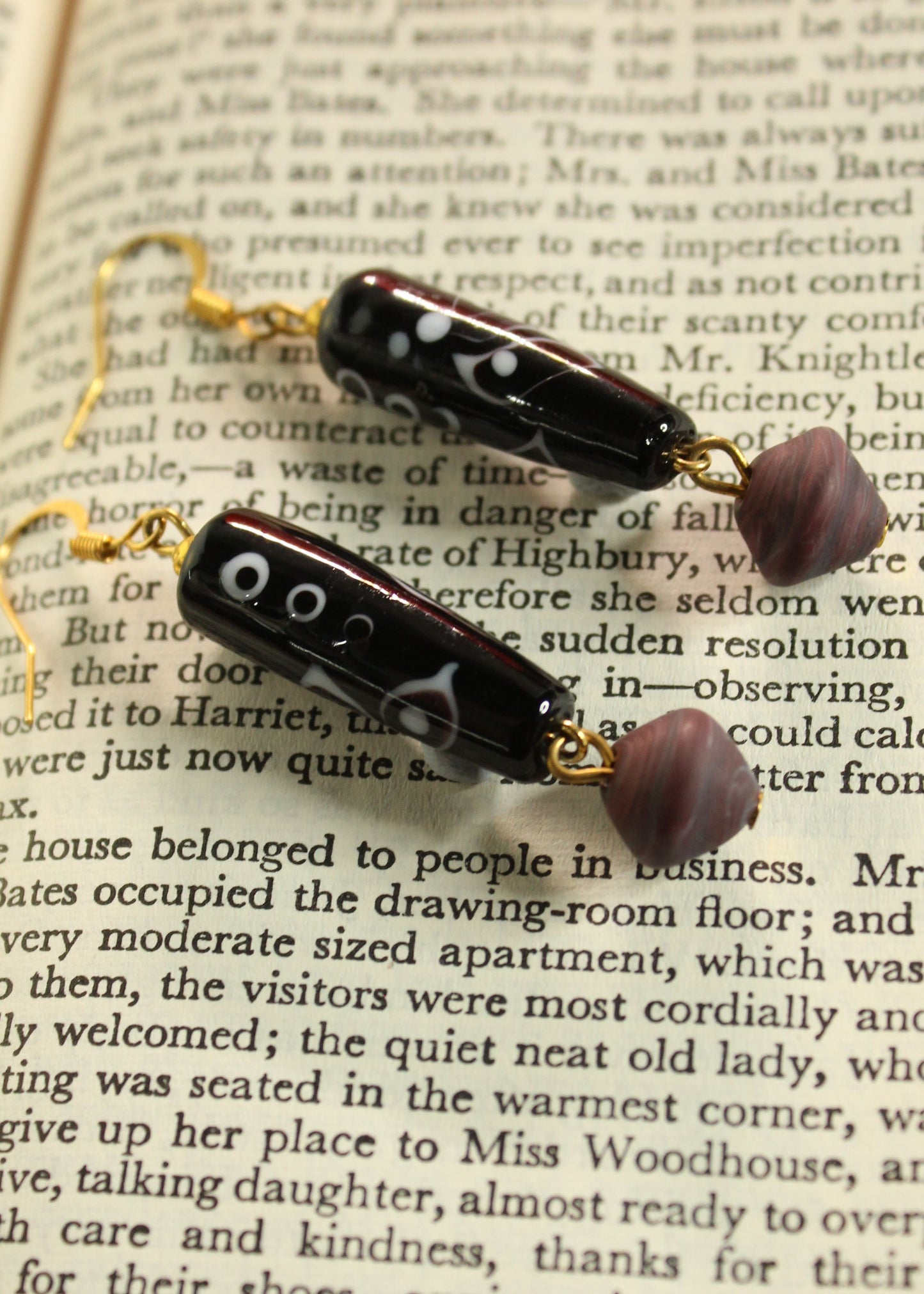 'Sombre Evening' Handmade Glass Earrings