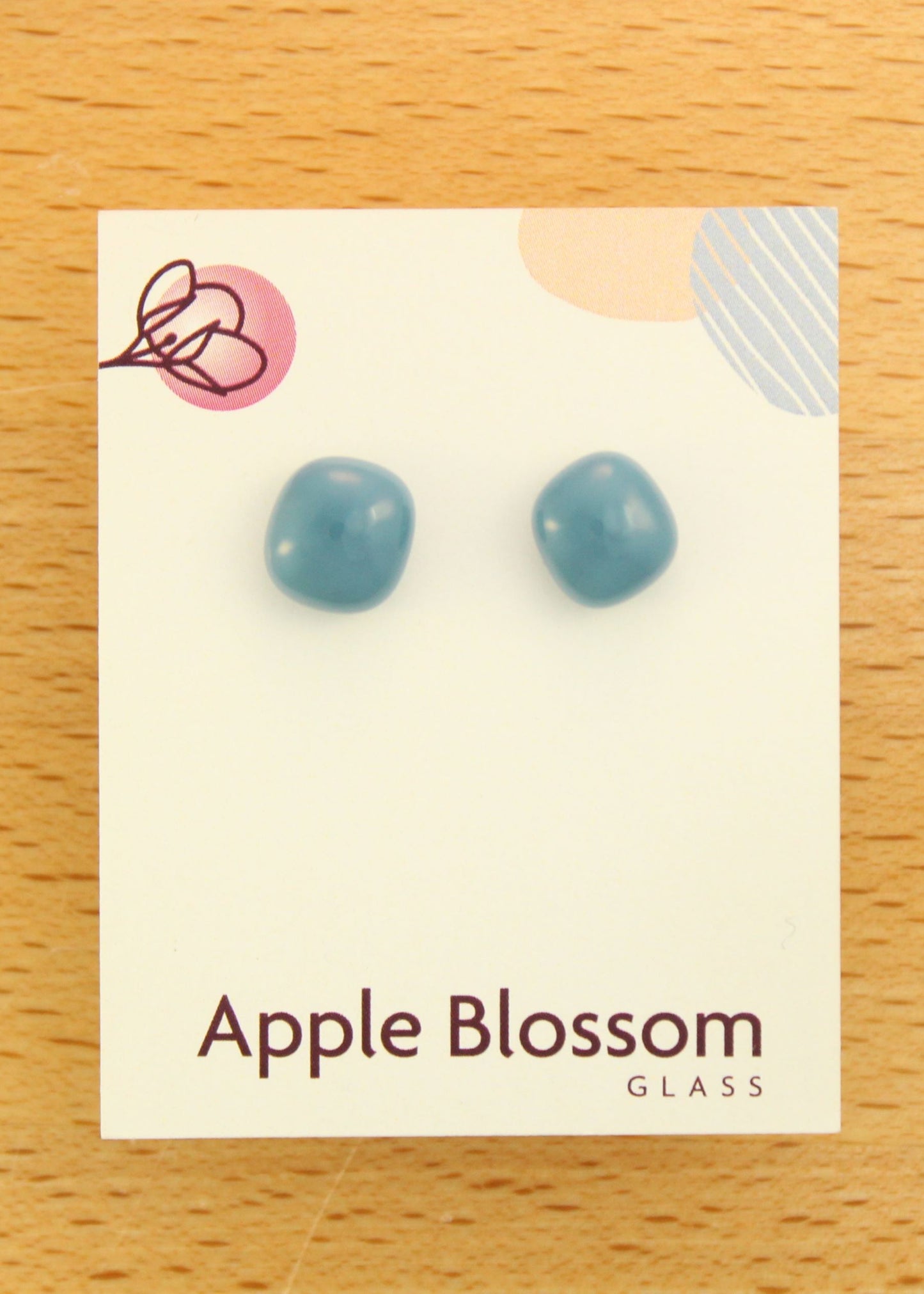 'Steel Blue' Fused Glass Mini Studs Earrings