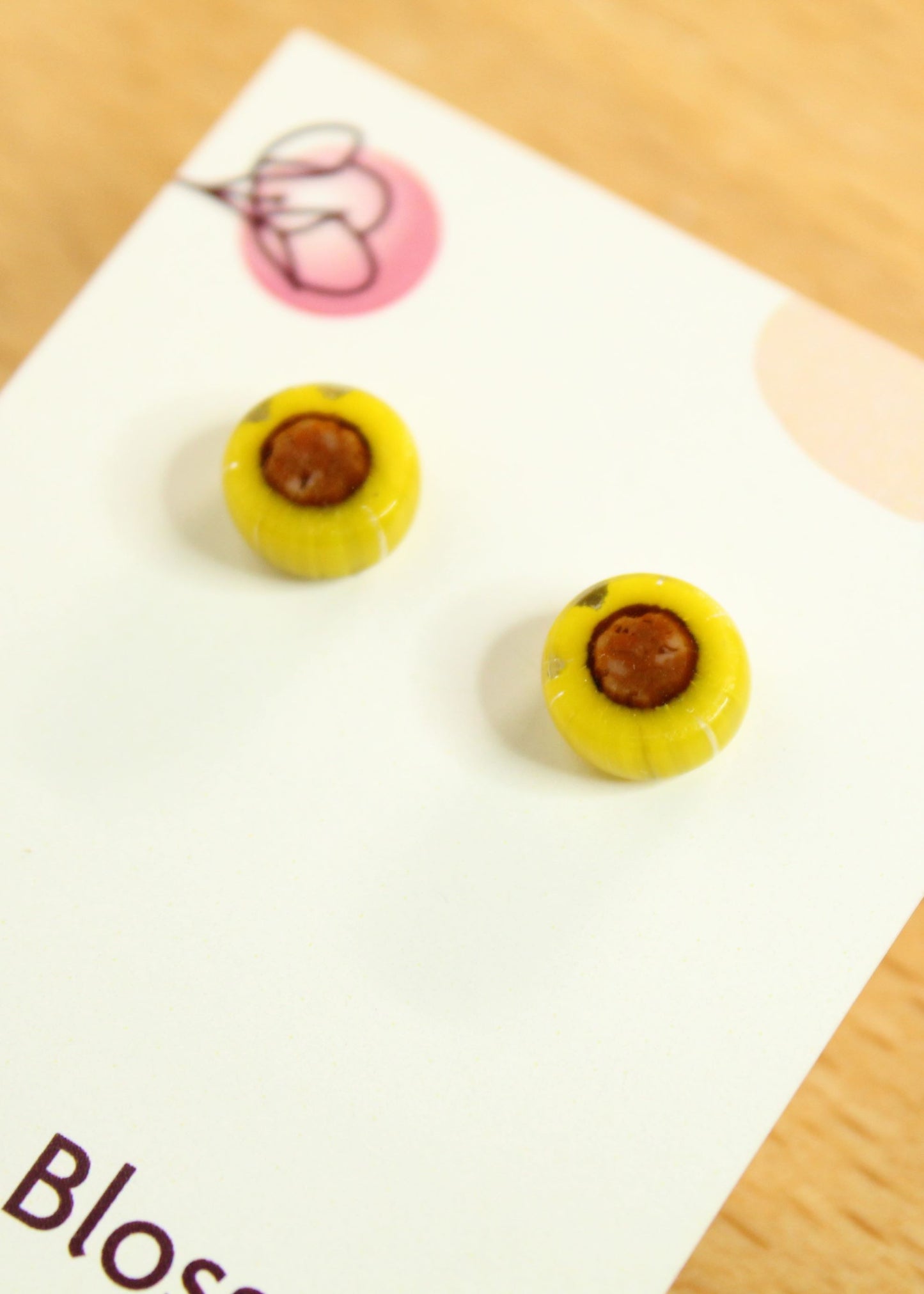 'Sunflower' Fused Glass Mini Studs Earrings