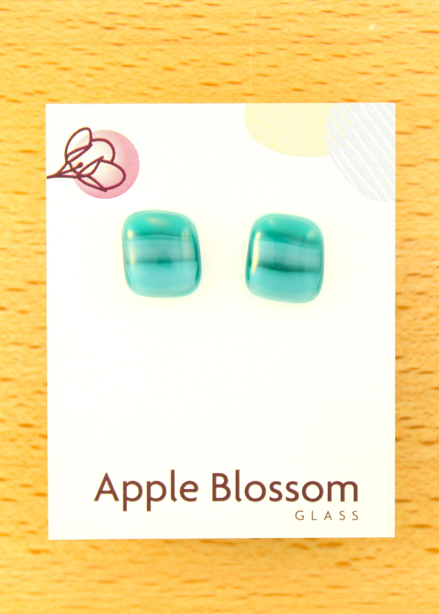 'Teal Sapphire' Fused Glass Studs