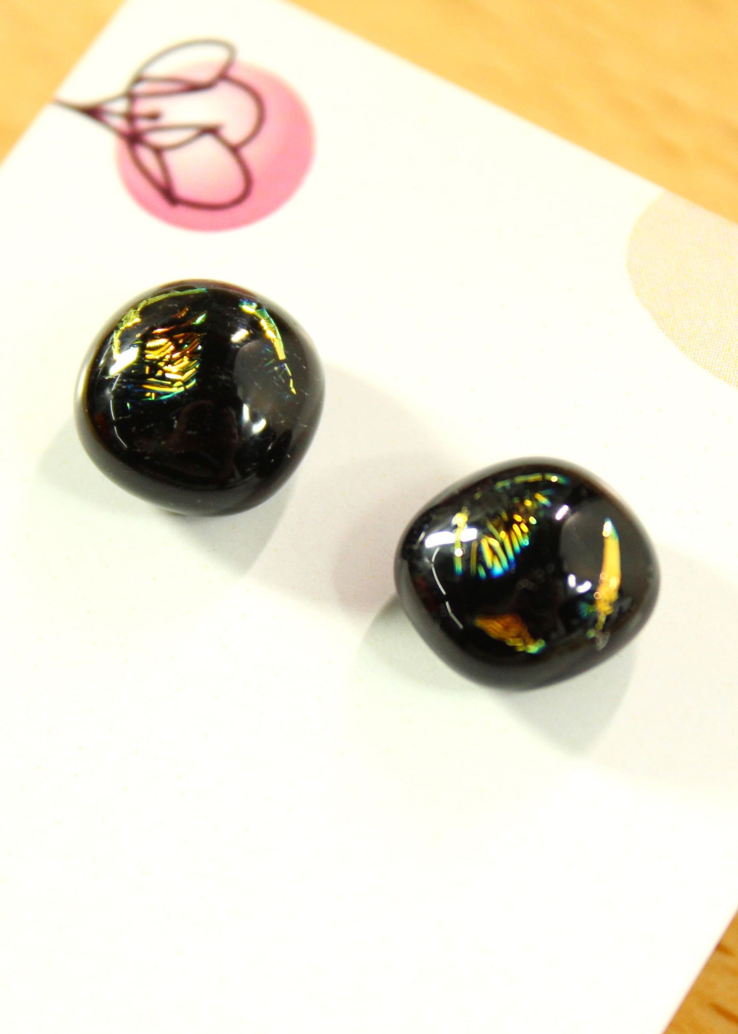 'Tiger's Eye' Fused Glass Earrings Studs