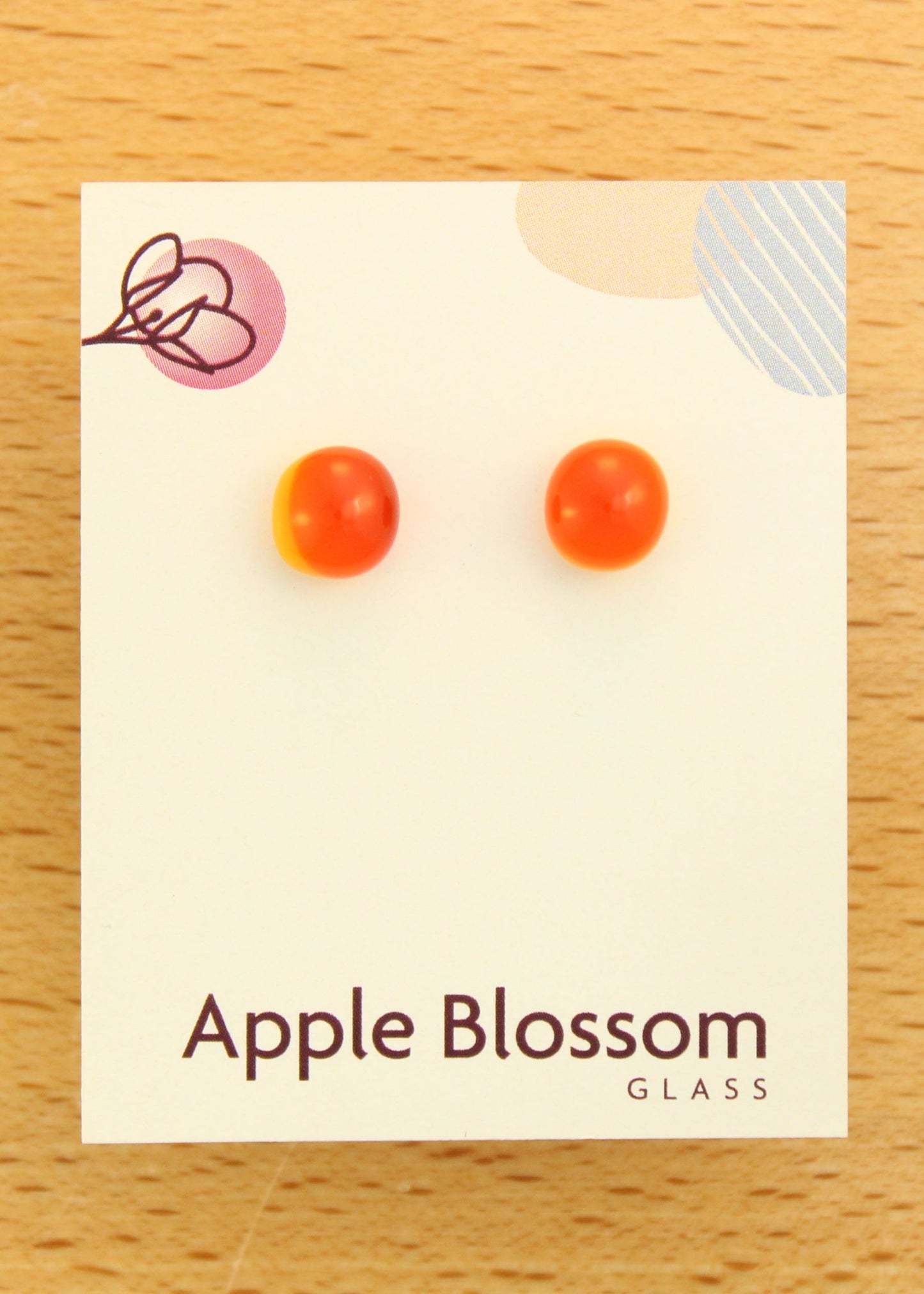 'Vivid Orange' Fused Glass Mini Studs Earrings