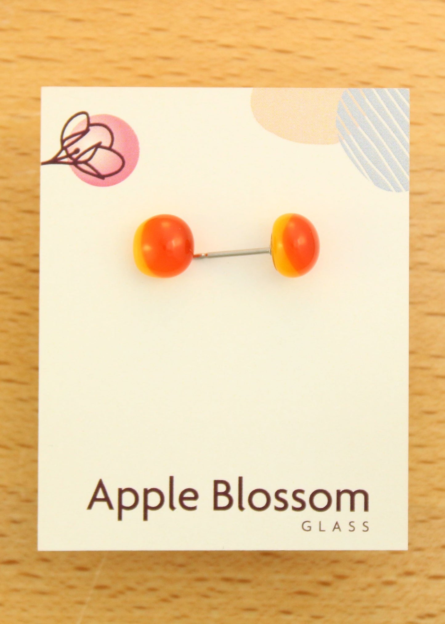 'Vivid Orange' Fused Glass Mini Studs Earrings