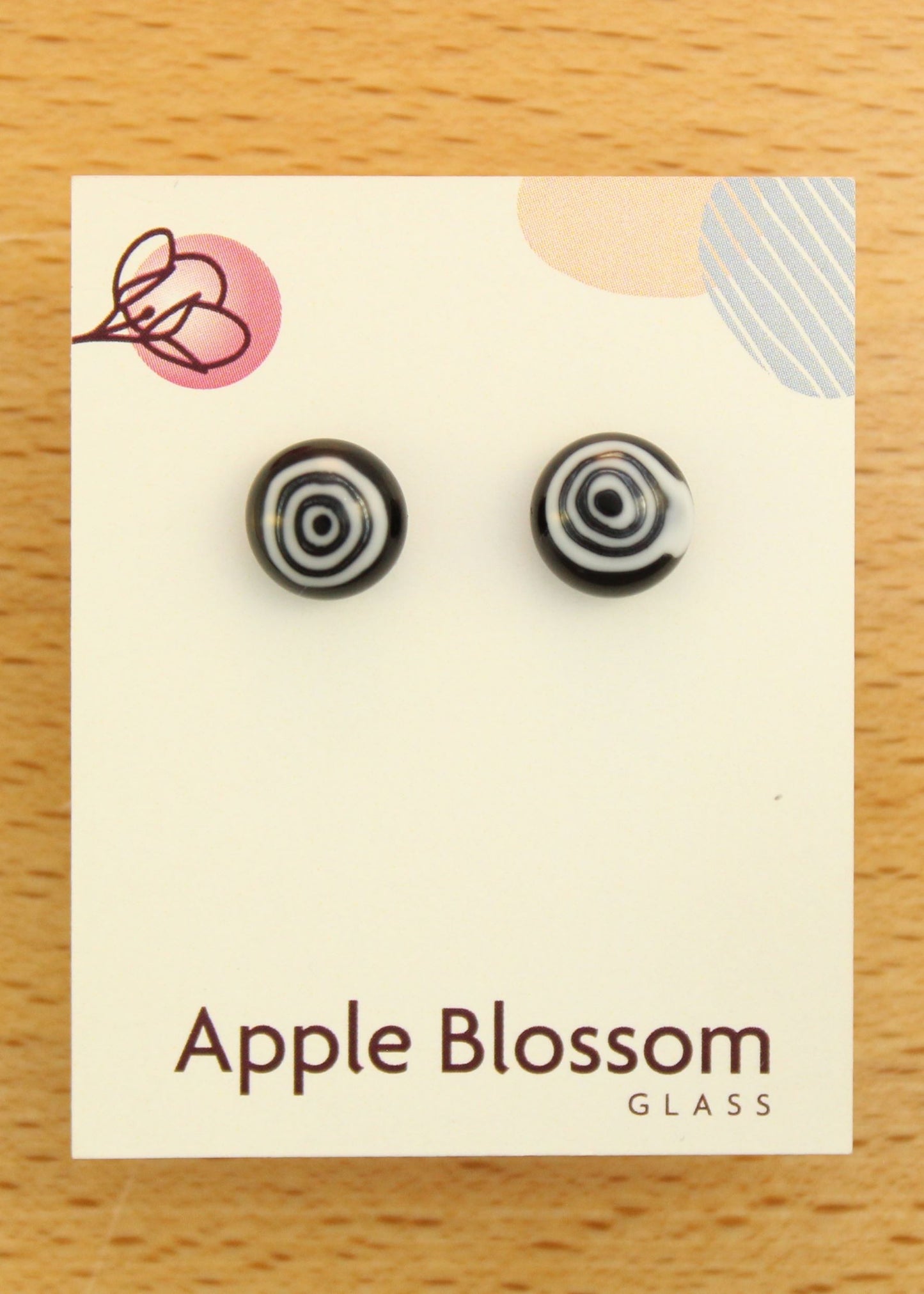 'Wacky Whirlwhind' Fused Glass Mini Studs Earrings