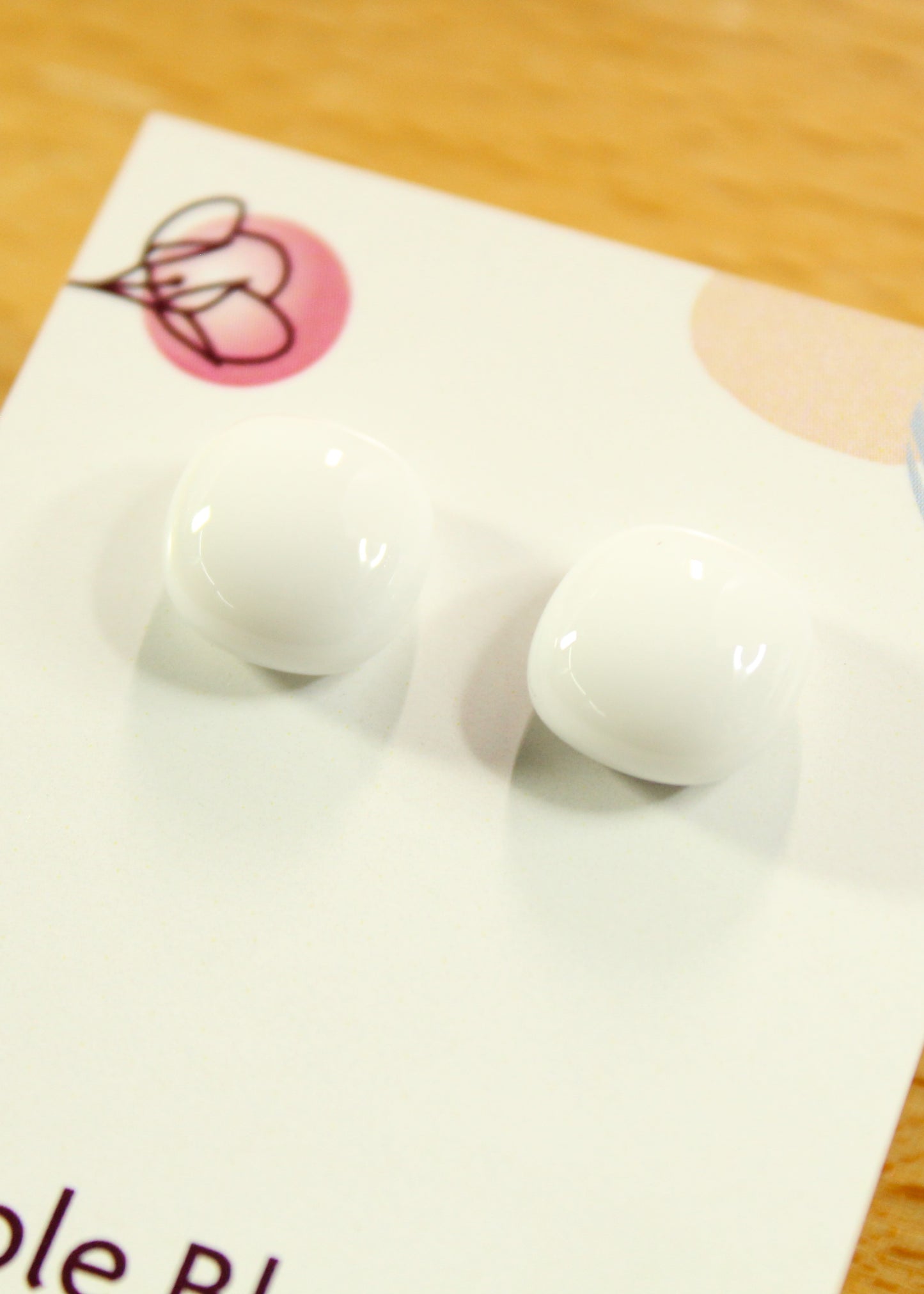'Chunky White' Fused Glass Earrings Studs