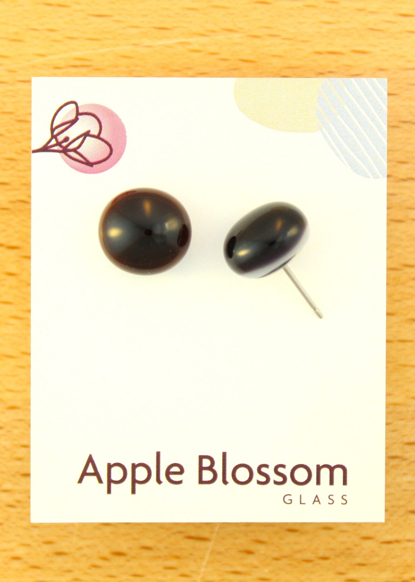 'Black on White' Fused Glass Earrings Studs