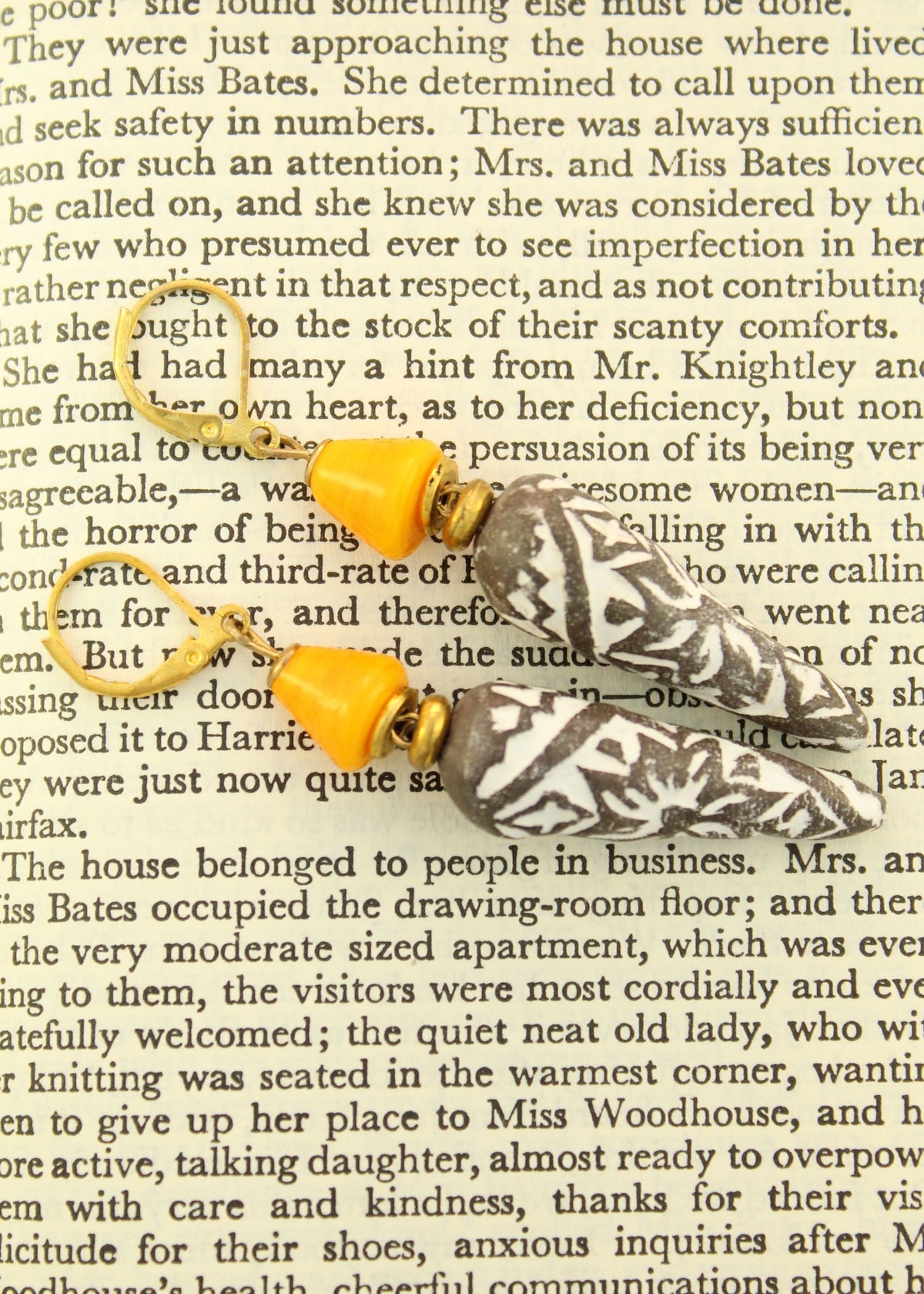 'Burnt Orange + Concrete' Ceramic & Glass Earrings