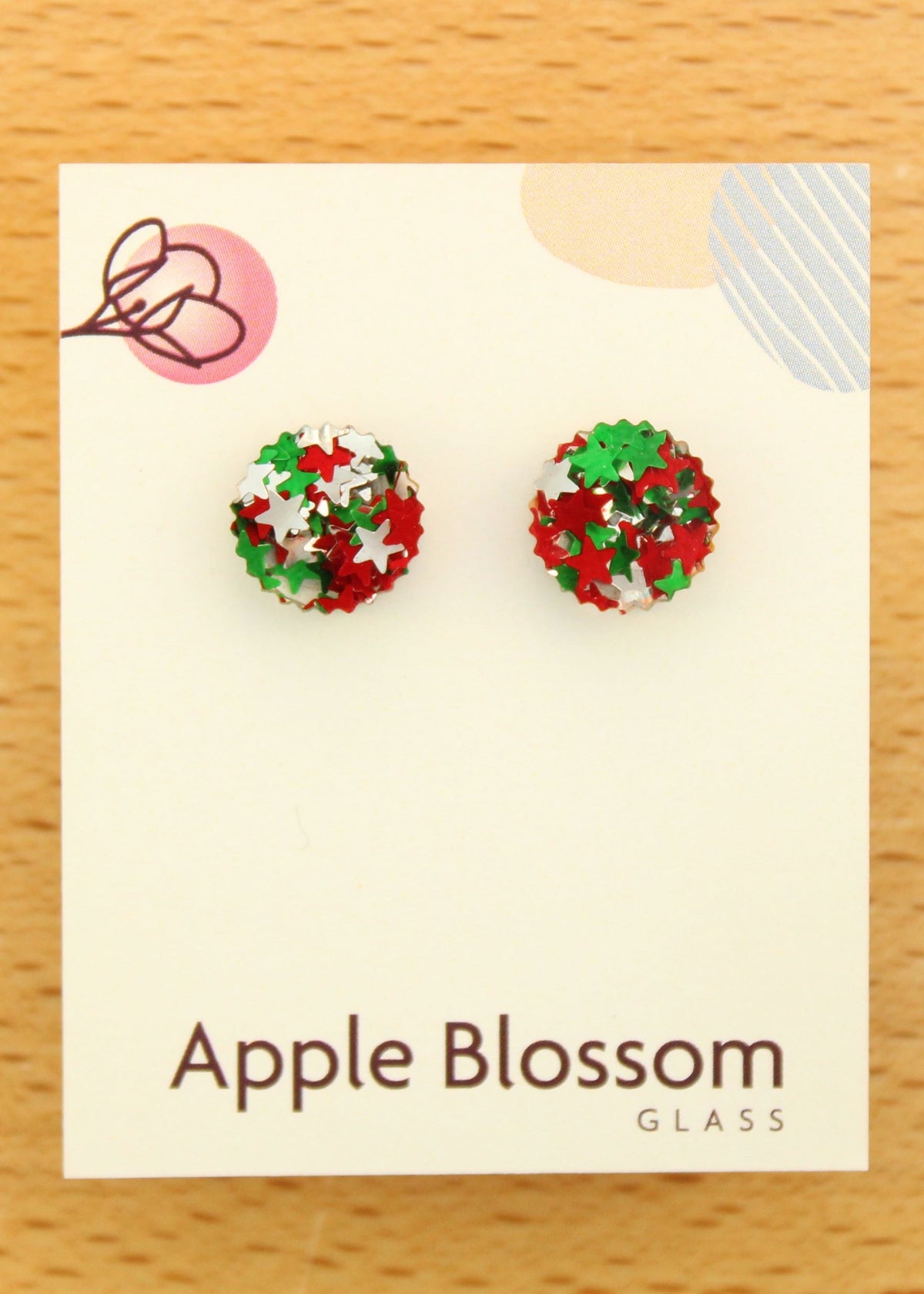 'Christmas Circle' Acrylic Earrings Studs