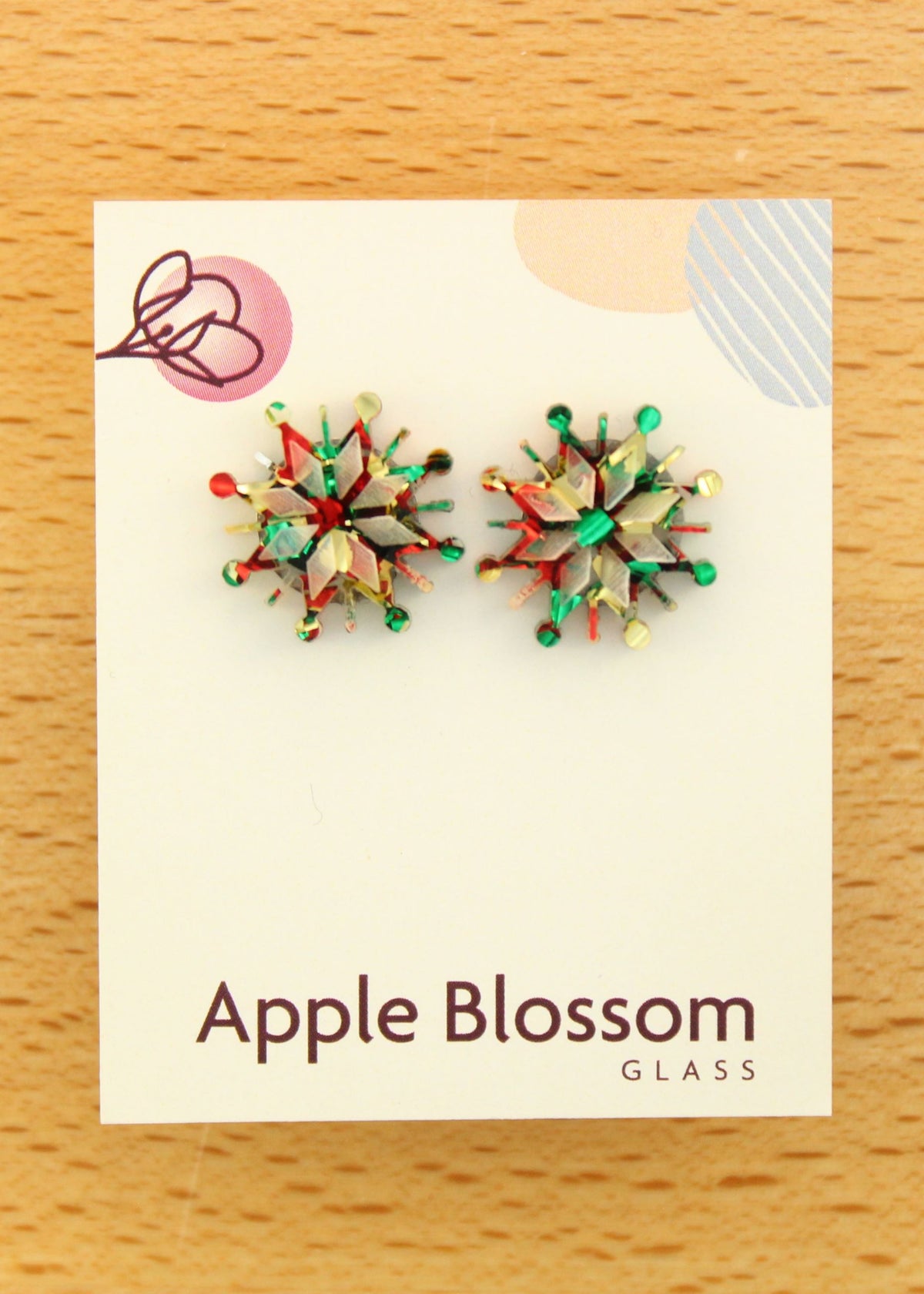 'Christmas Colours Snowflake' Acrylic Earrings Studs
