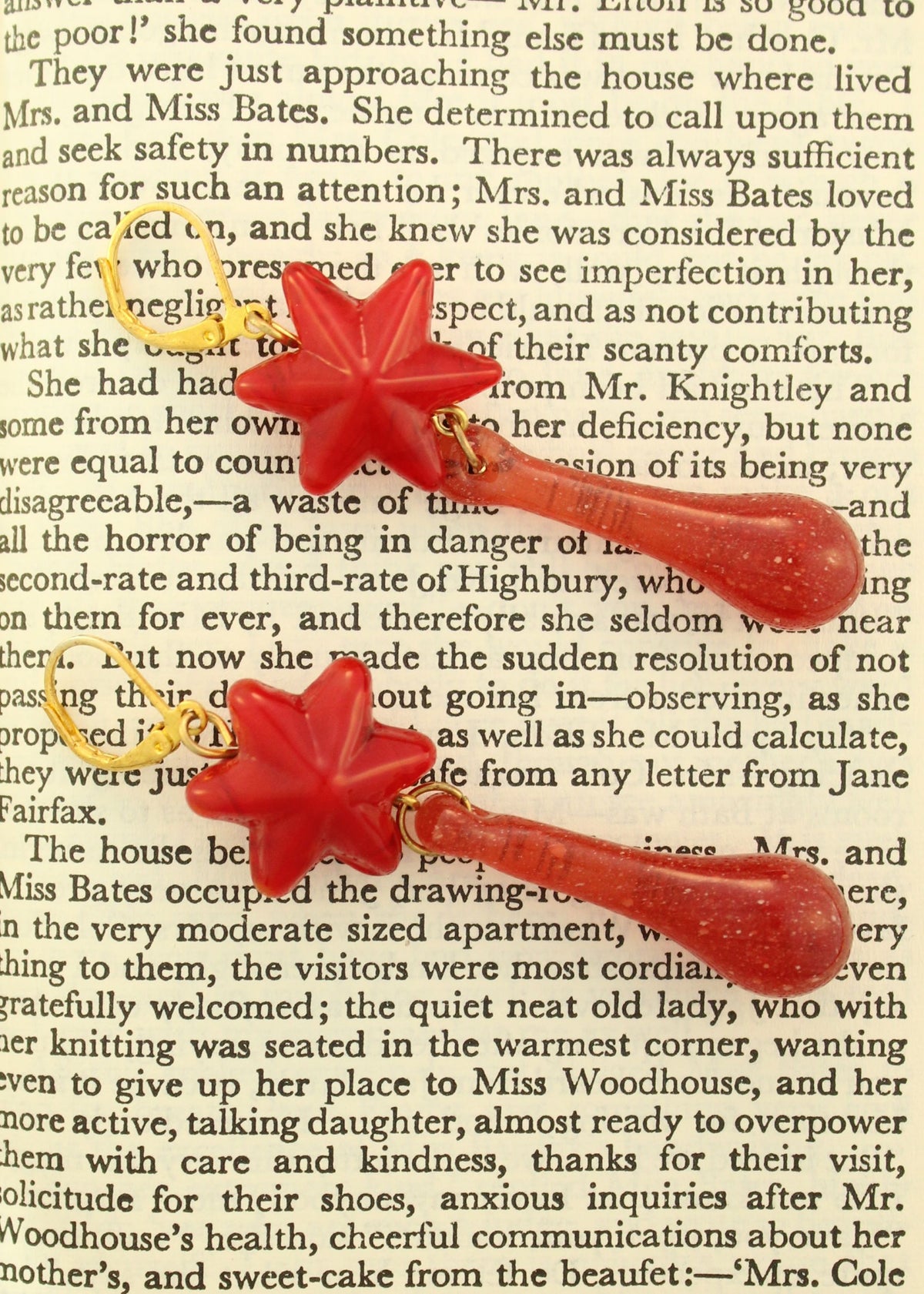 'Christmas Star' Handmade Glass Earrings