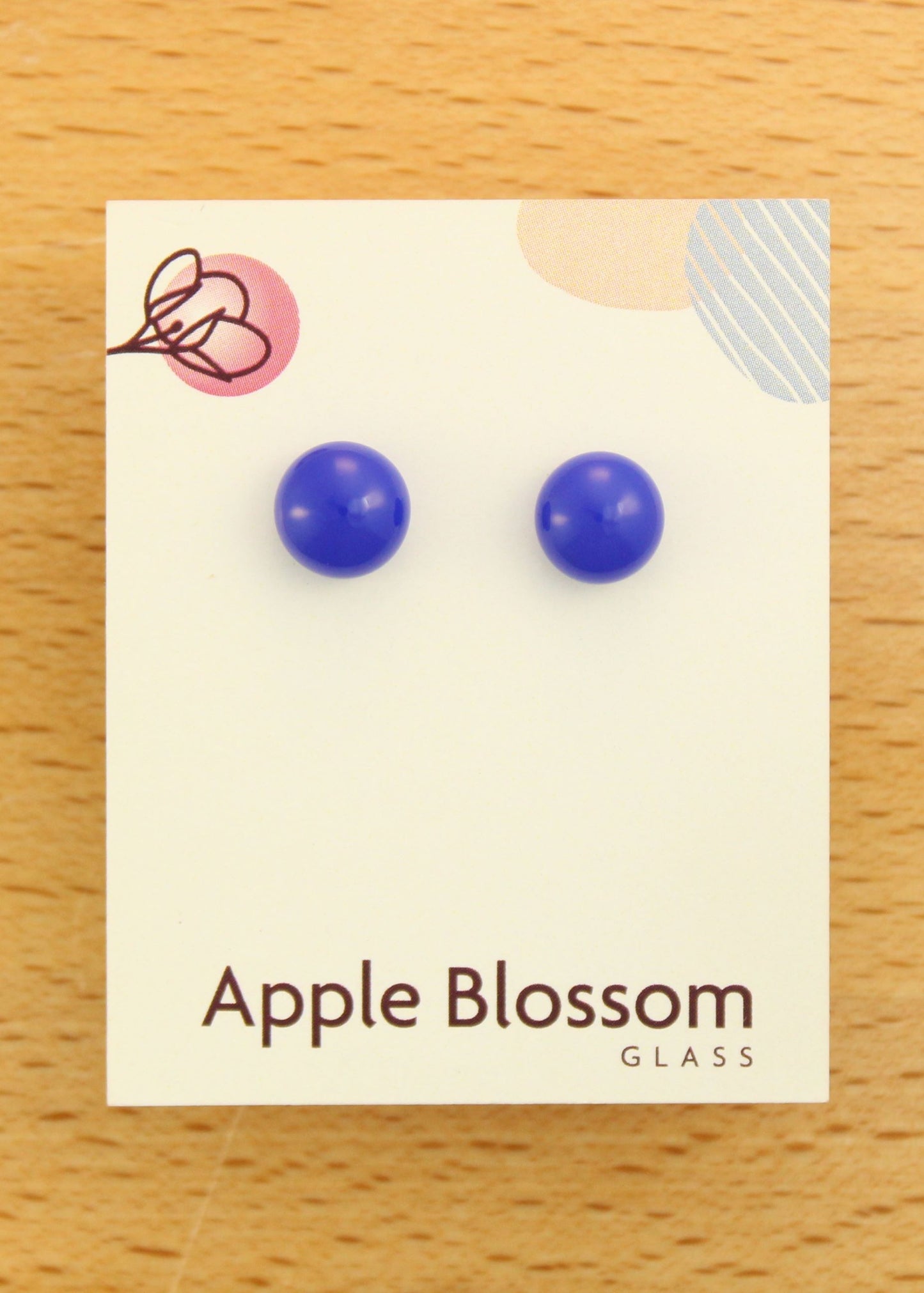 'Cobalt Blue' Fused Glass Mini Studs Earrings