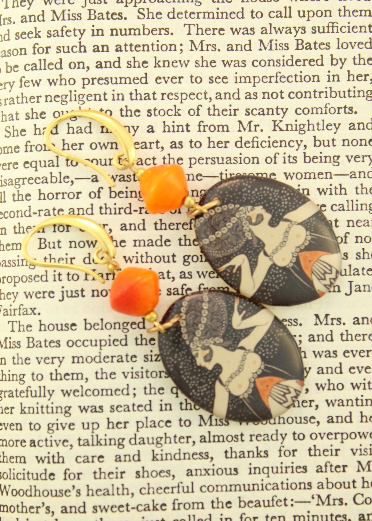 'Dancing Woman' Resin and glass earrings