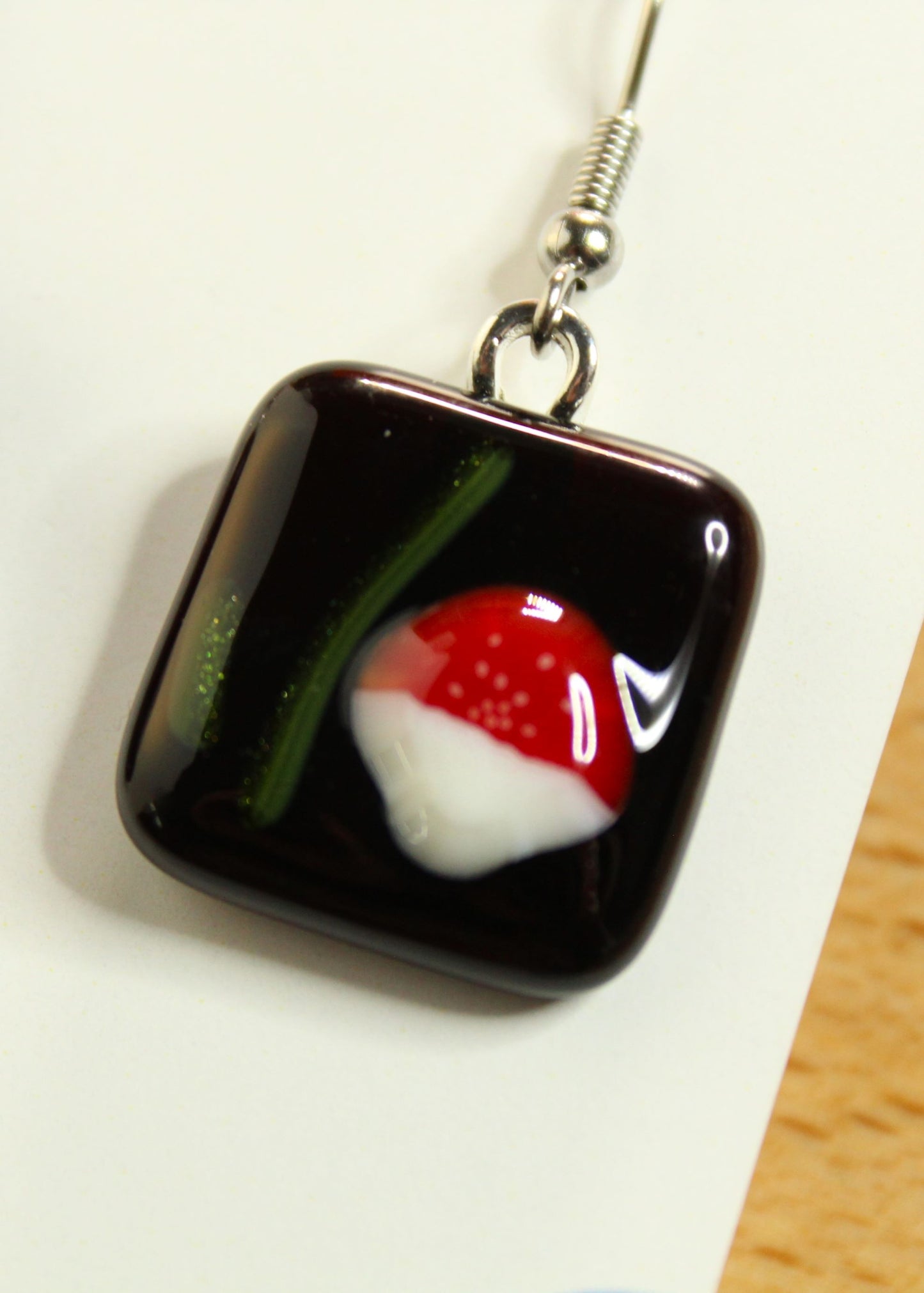 'Deep in the Woods' Fused Glass Earrings Dangles