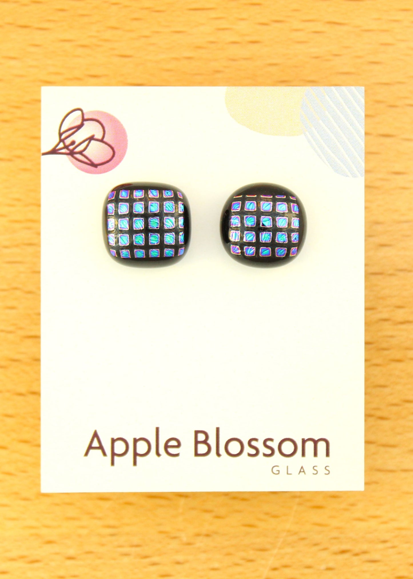 'Disco' Black Fused Glass Earrings Studs