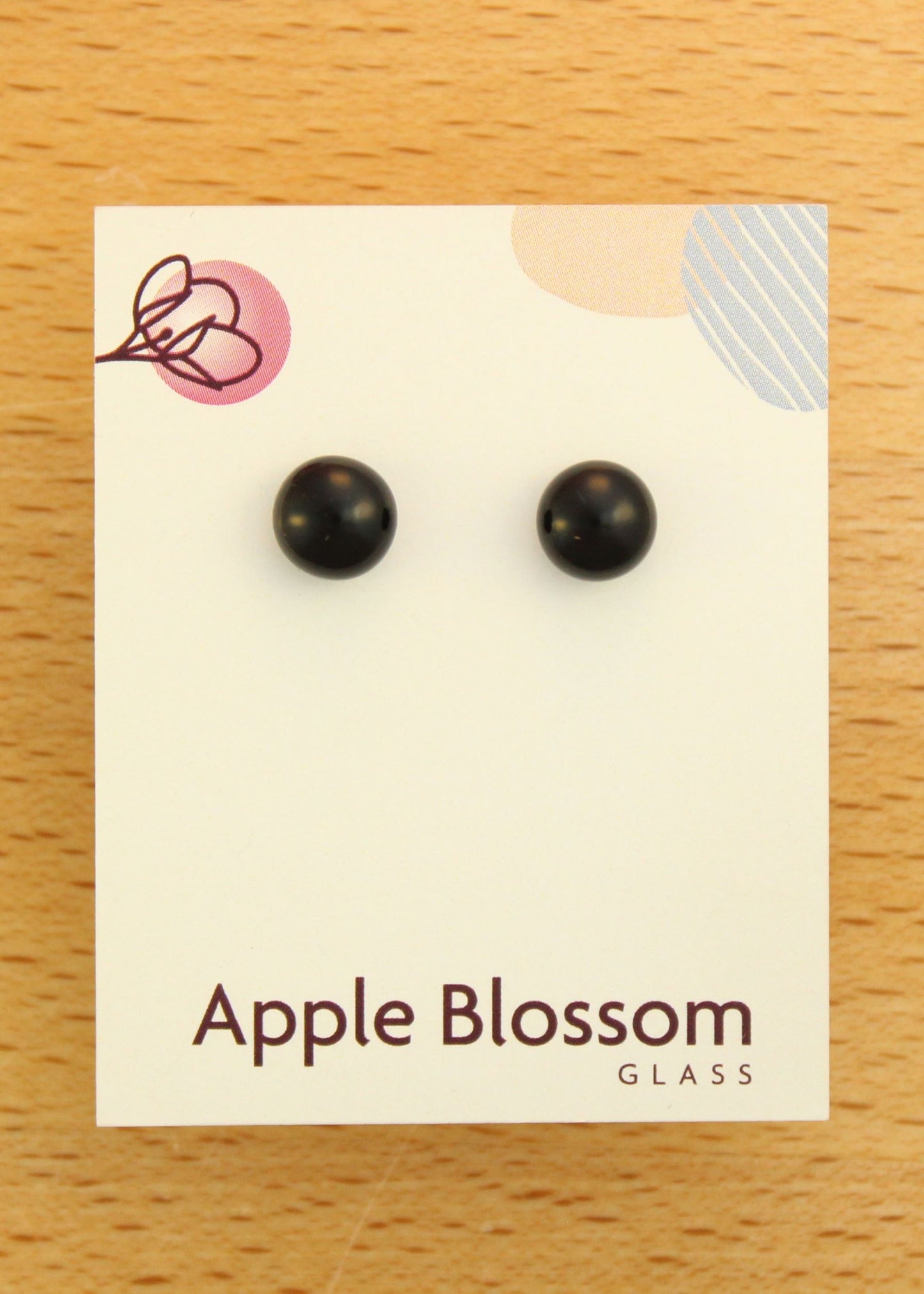 'Extra Small Black' Fused Glass Mini Studs Earrings
