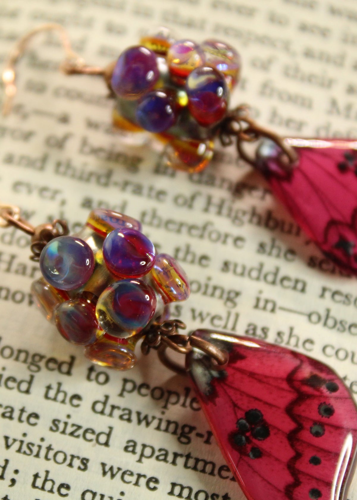 'Butterfly Wing' Glass & Resin Earrings