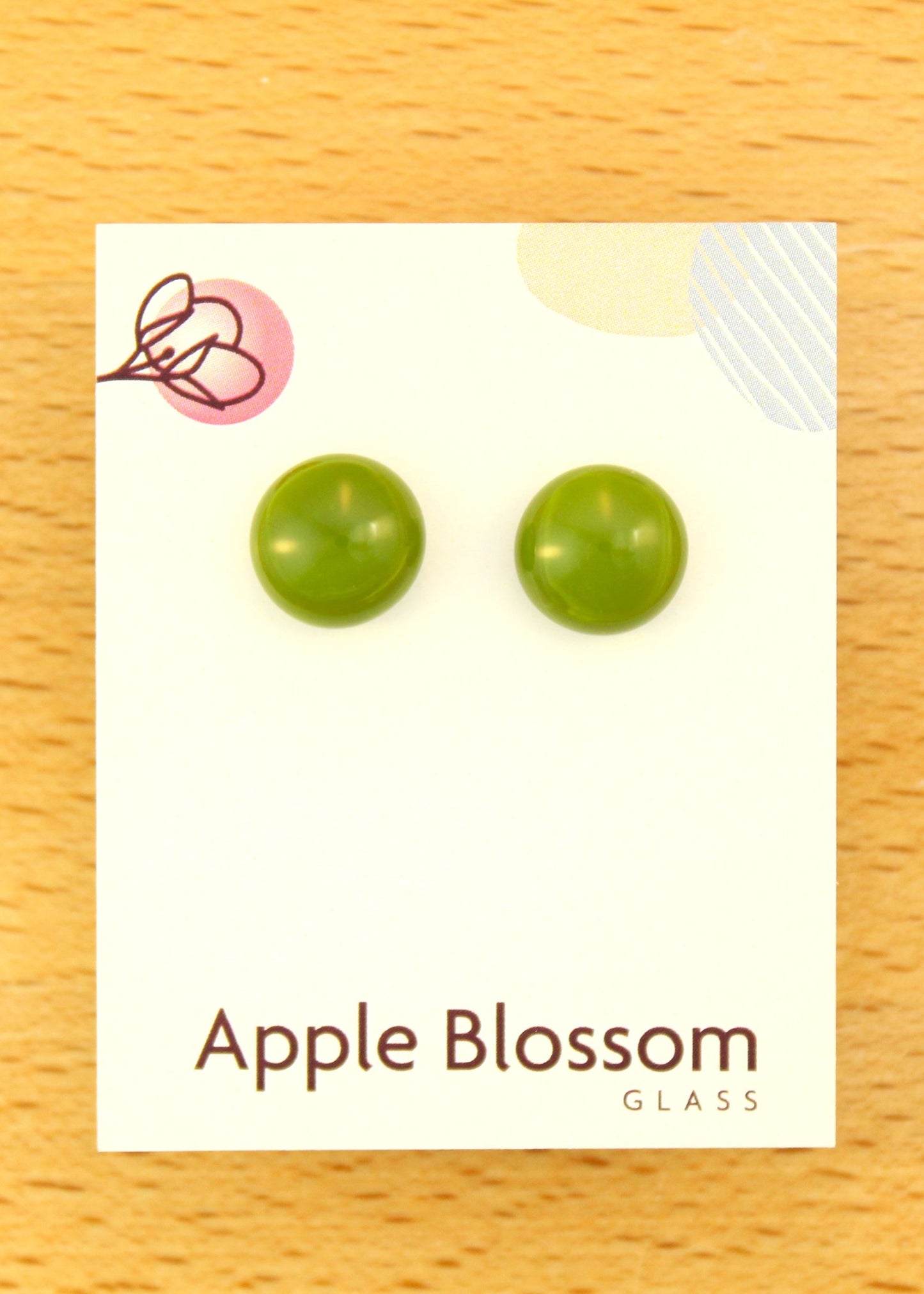 'Olive Green' Fused Glass Studs