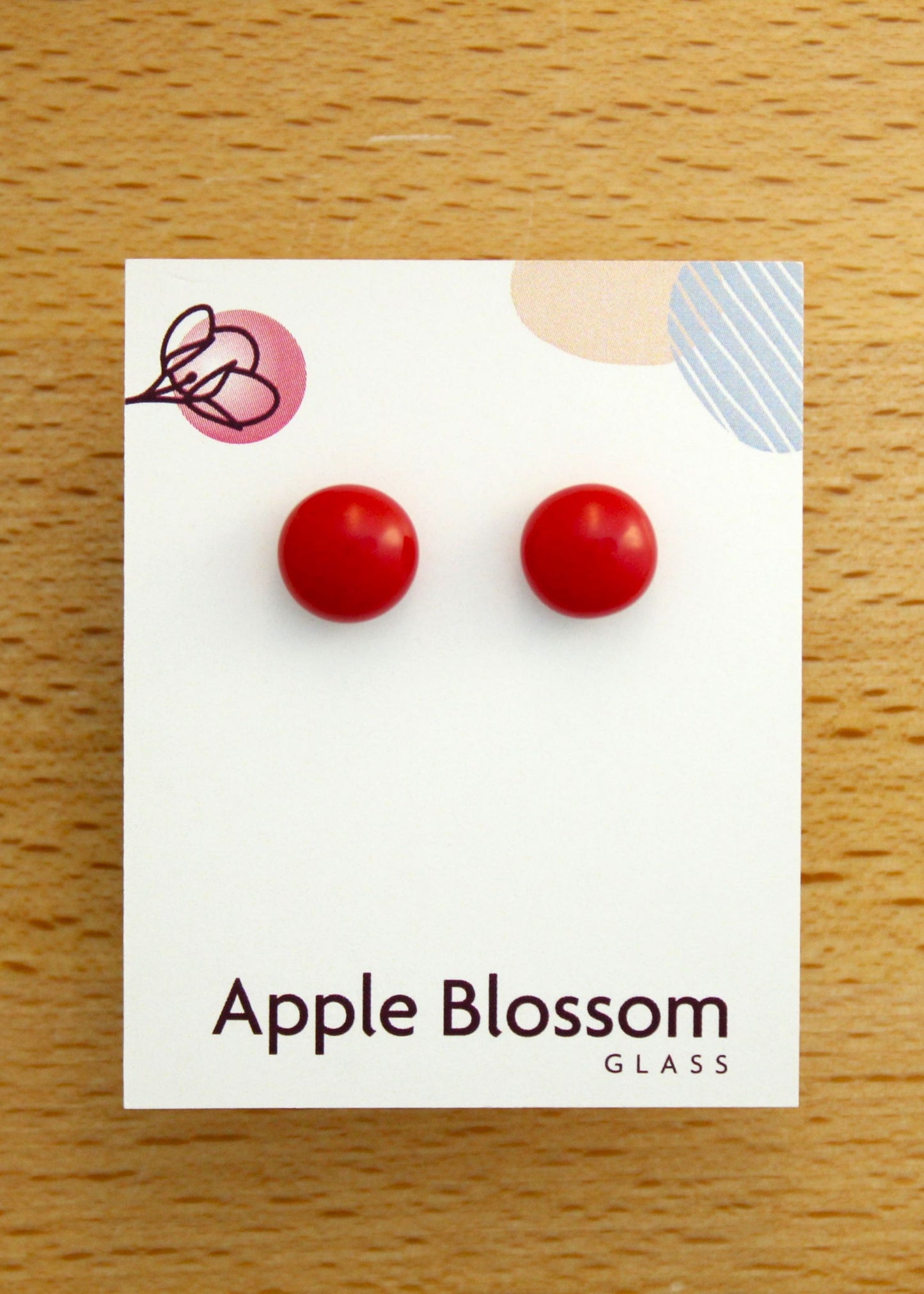 'Simple Red' Fused Glass Studs