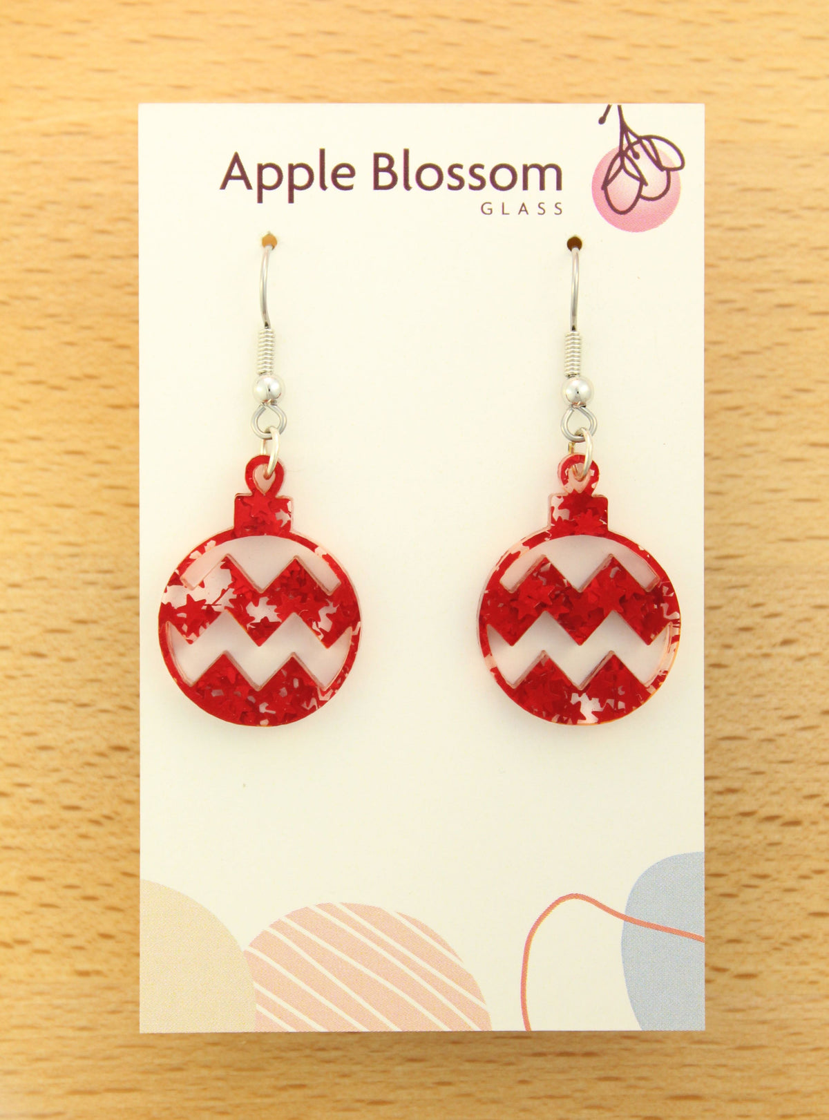 'Red Star Baubles' Acrylic Earrings