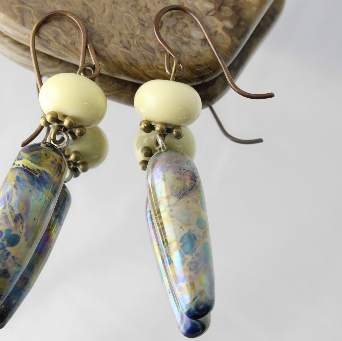 'Geological Marvel' Handmade Glass Earrings