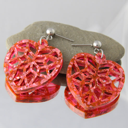 'Sweet Heart' Acrylic Dangle Earrings